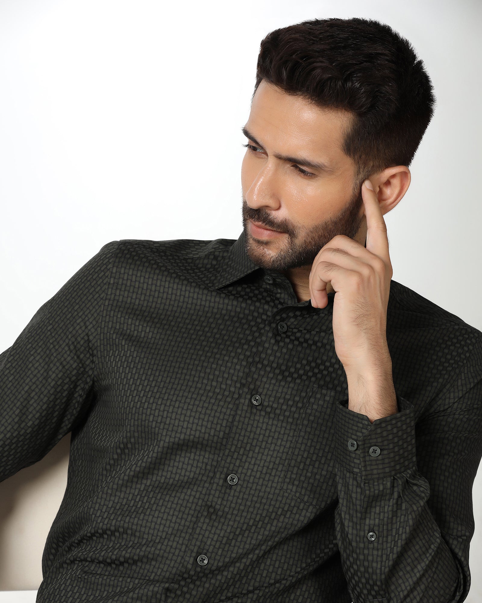 Olive Textured Shirt - Roster