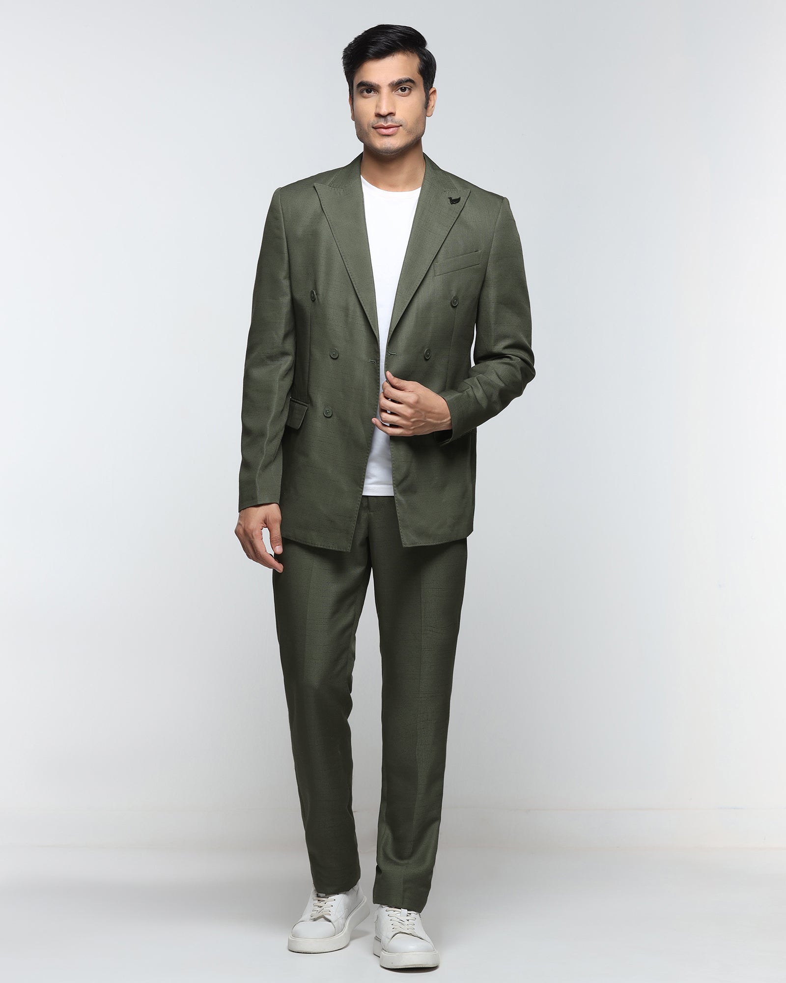 Olive Two Piece Check Suit - Delton