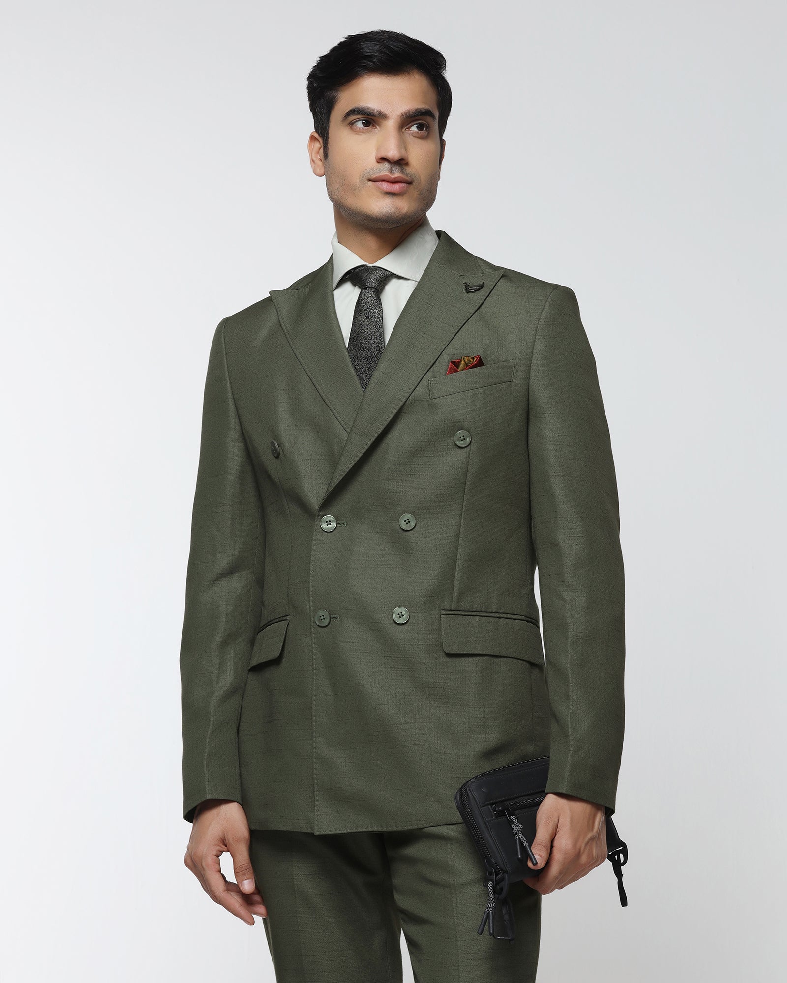 Olive Two Piece Check Suit - Delton