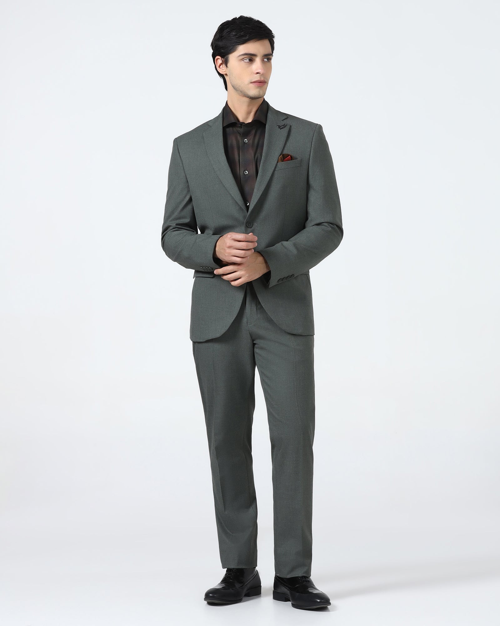 Olive Two Piece Solid Suit - Hedra