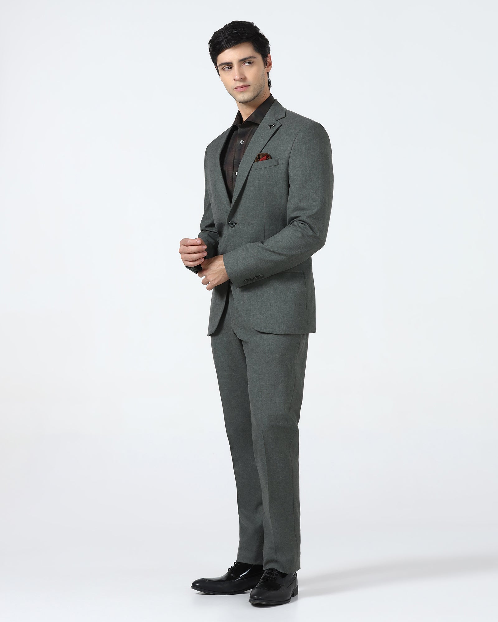 Olive Two Piece Solid Suit - Hedra