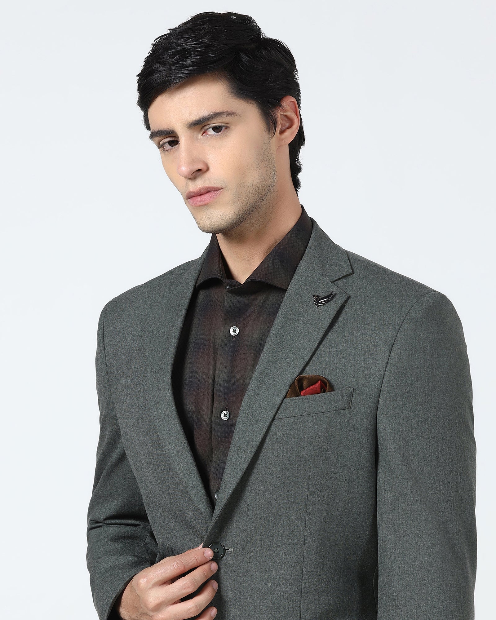 Olive Two Piece Solid Suit - Hedra