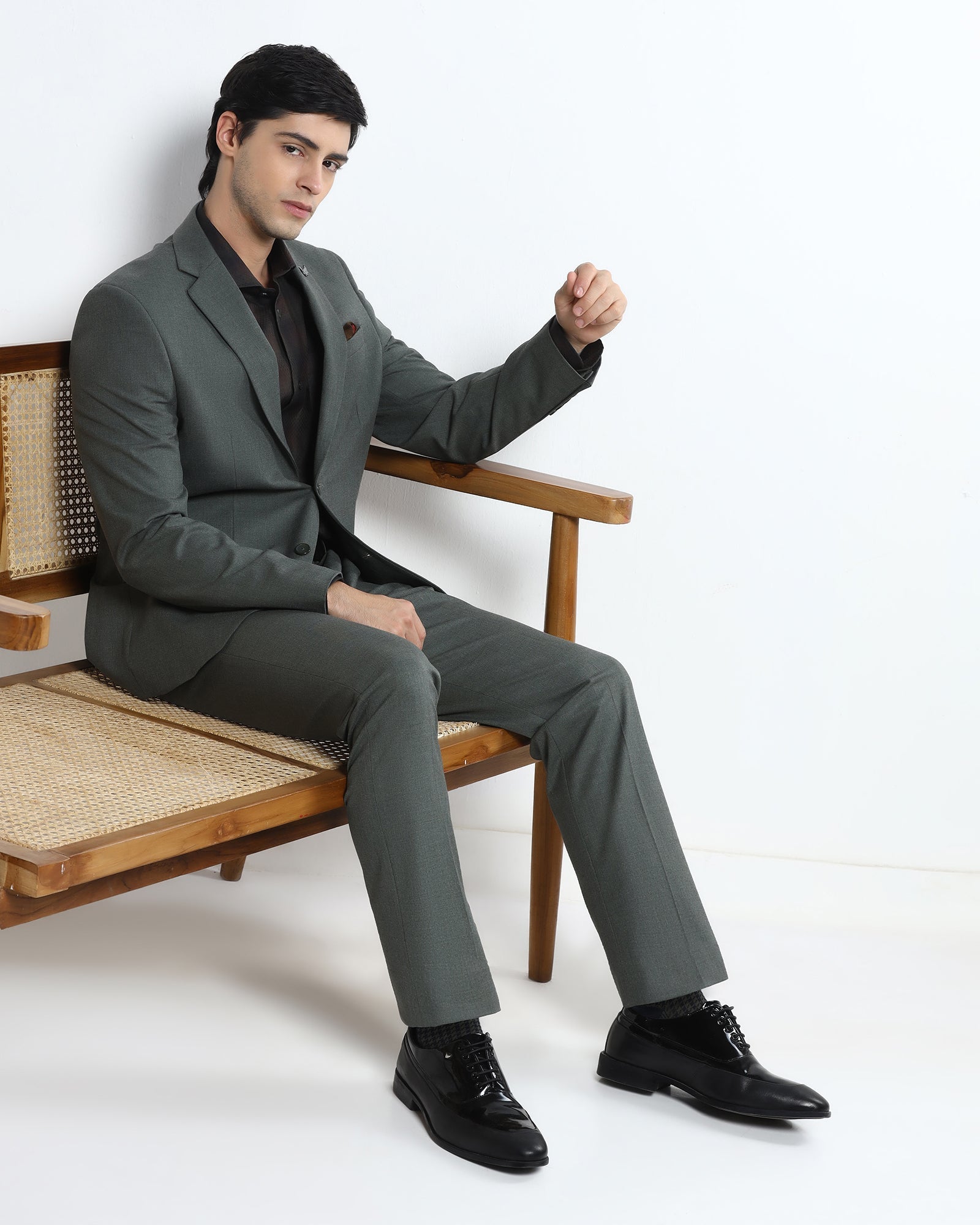 Olive Two Piece Solid Suit - Hedra