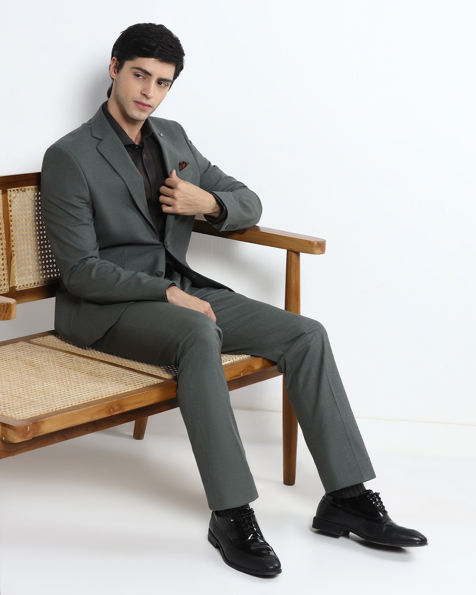 Olive Two Piece Solid Suit - Hedra