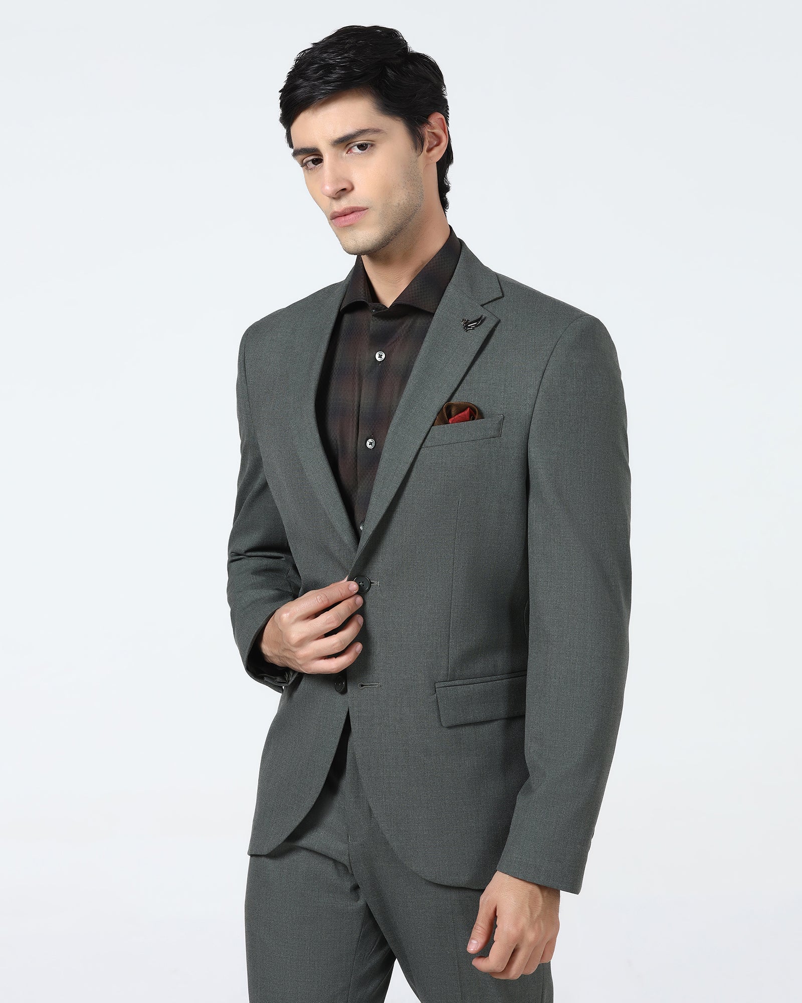 Olive Two Piece Solid Suit - Hedra