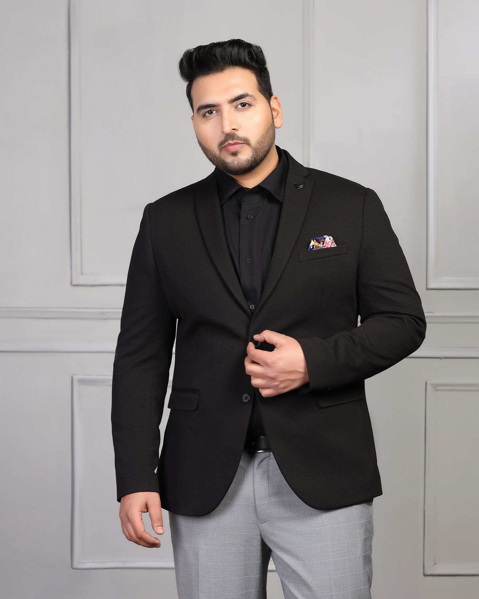 Formal Black Textured Blazer - Caleb - Blackberrys