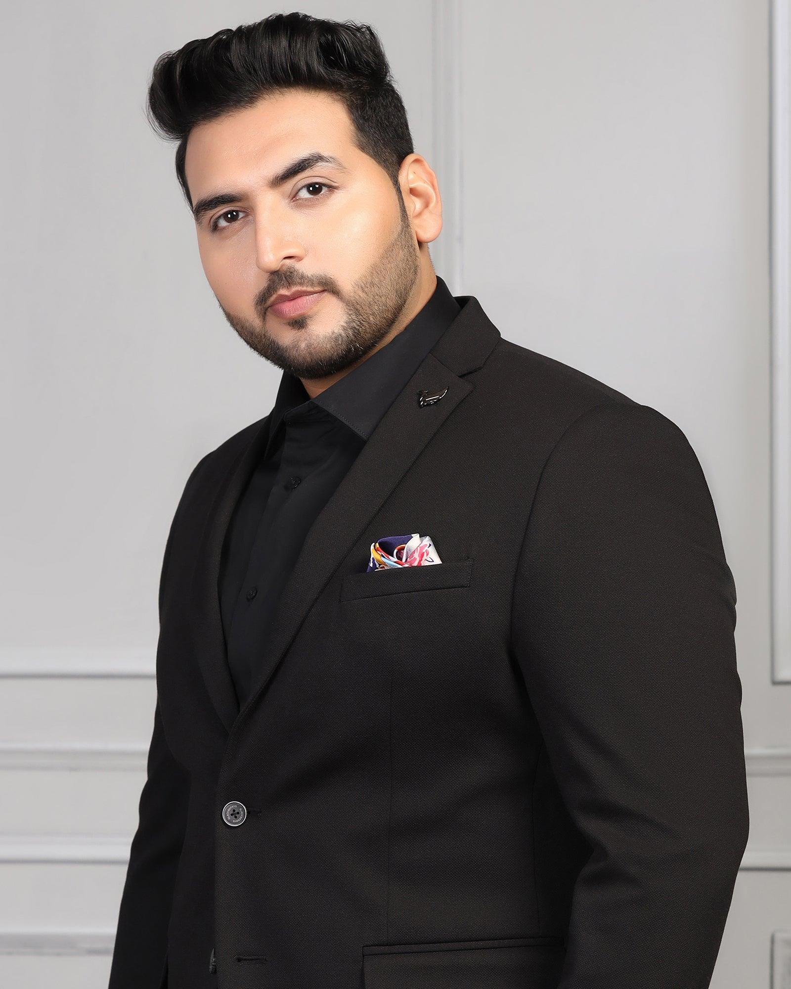 Formal Black Textured Blazer - Caleb - Blackberrys