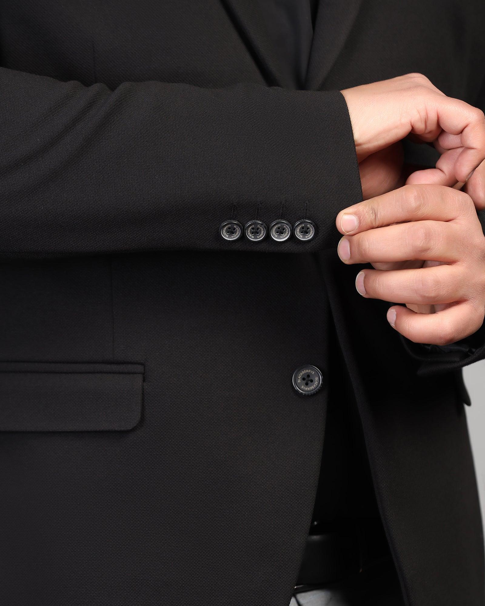 Formal Black Textured Blazer - Caleb - Blackberrys