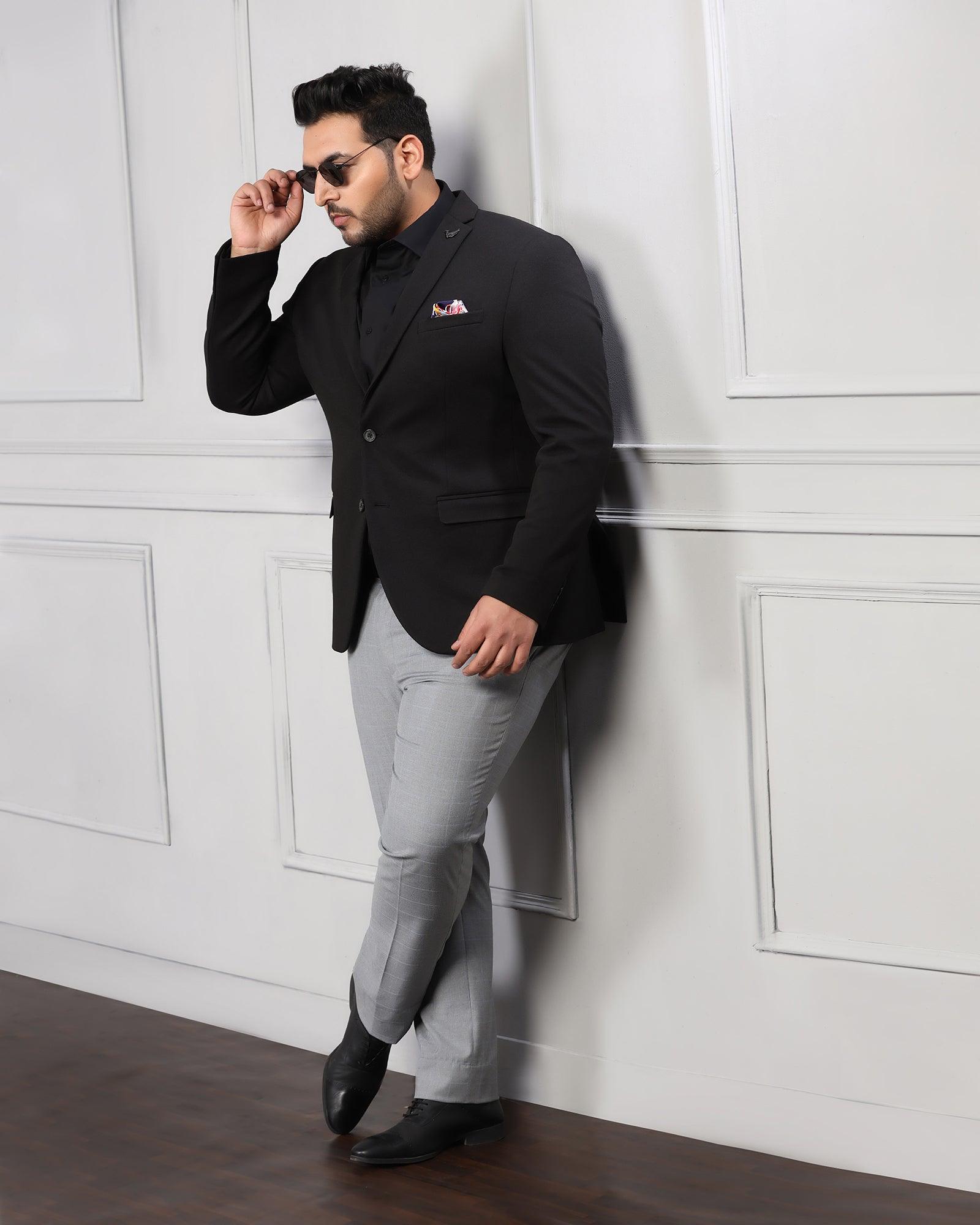 Formal Black Textured Blazer - Caleb - Blackberrys