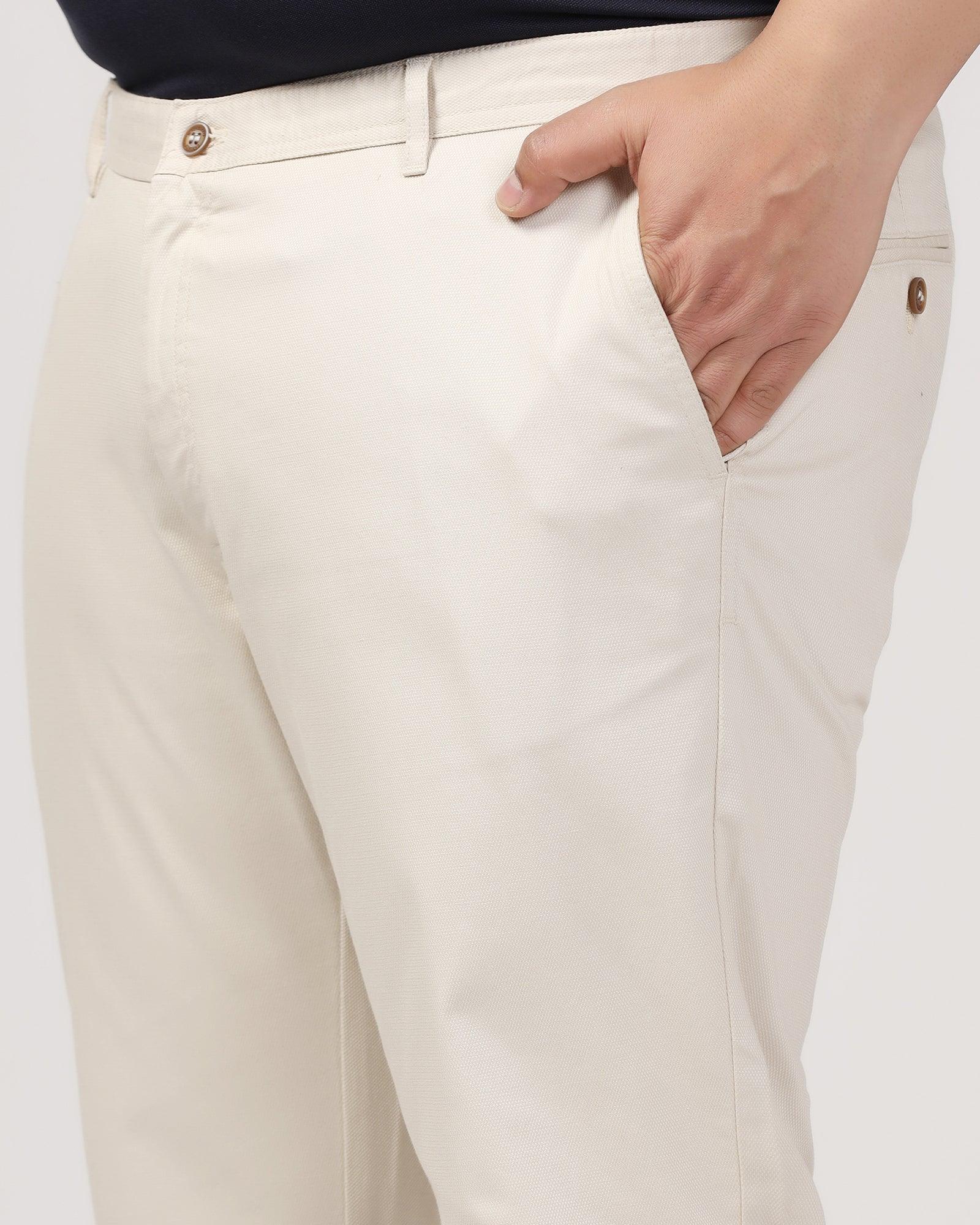 Must Haves Slim Fit B-91 Casual Beige Solid Khakis - Kiler - Blackberrys