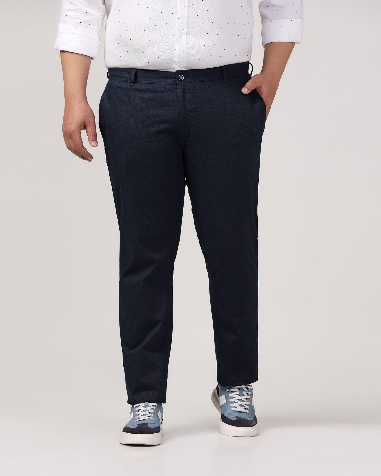 Must Haves Slim Fit B-91 Casual Navy Solid Khakis - Kiler - Blackberrys