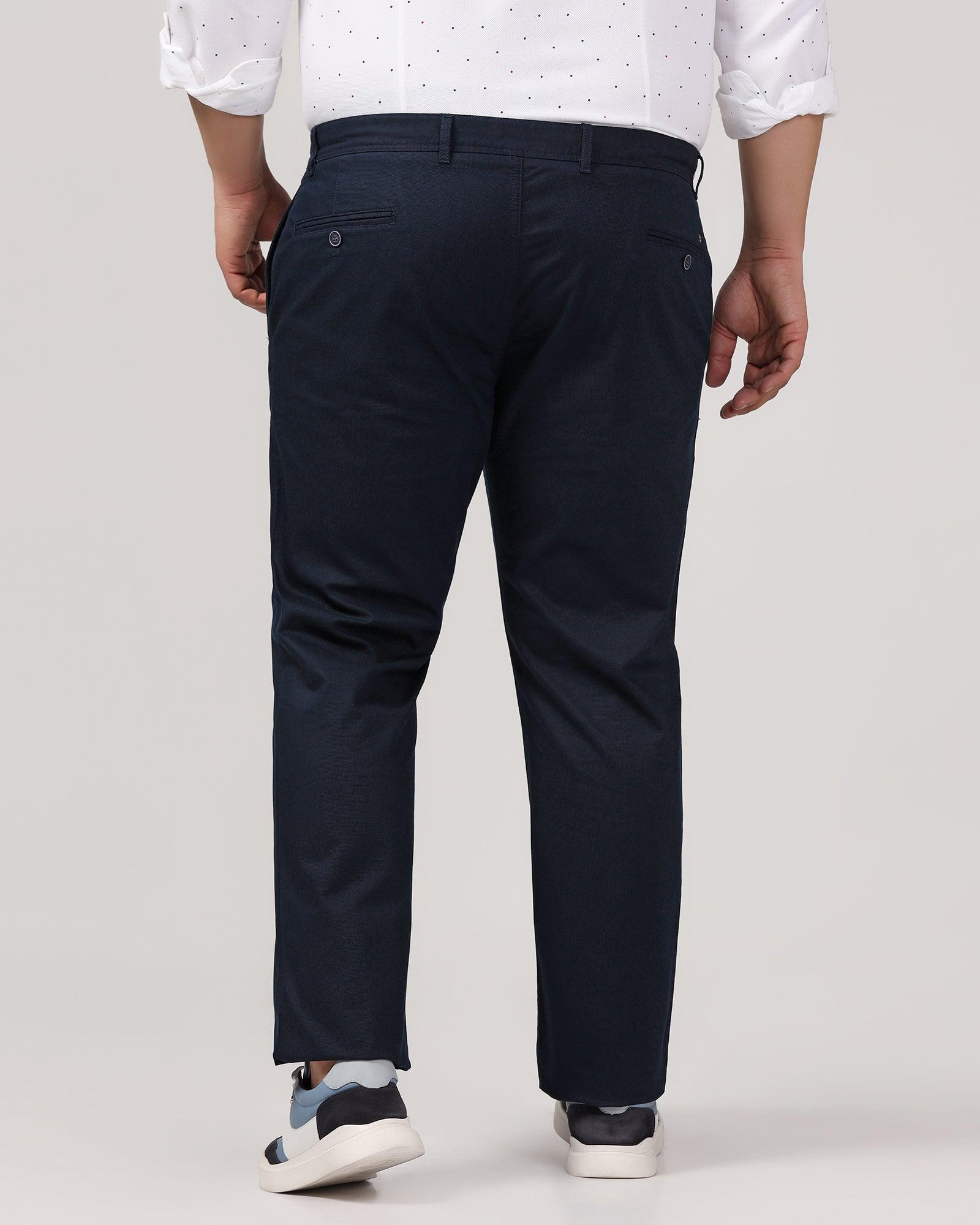Must Haves Slim Fit B-91 Casual Navy Solid Khakis - Kiler - Blackberrys