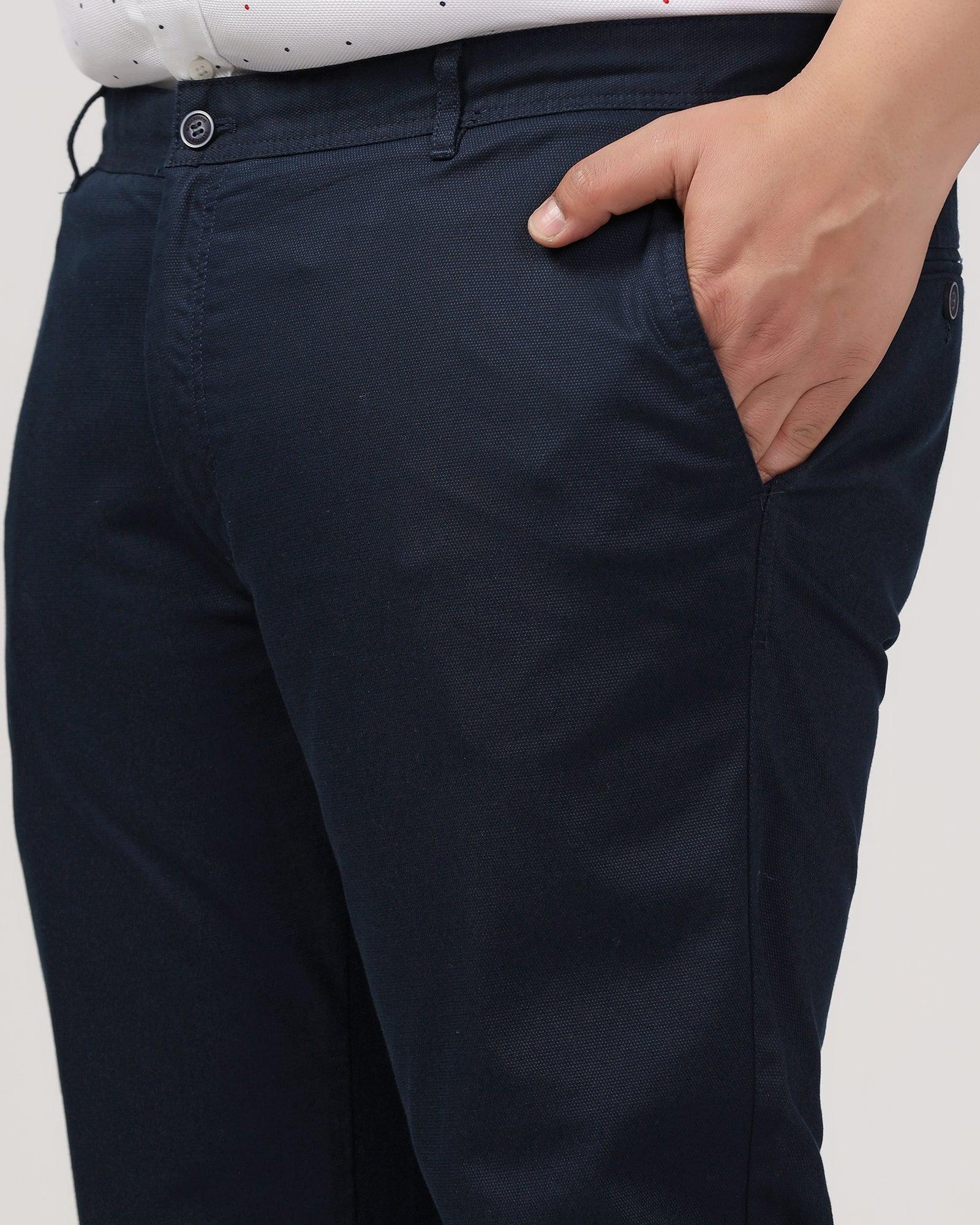 Must Haves Slim Fit B-91 Casual Navy Solid Khakis - Kiler - Blackberrys