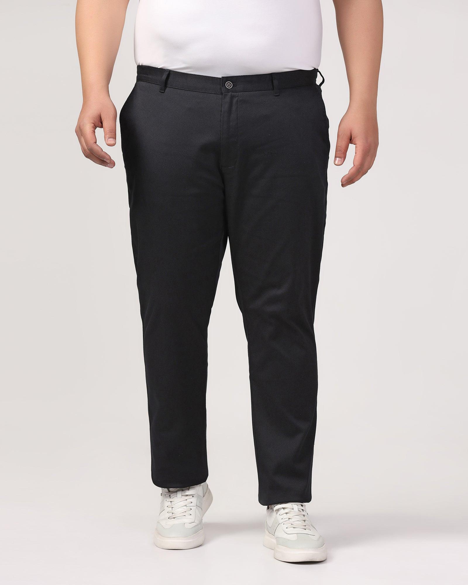 Must Haves Slim Comfort B-95 Casual Black Solid Khakis - Kimon - Blackberrys