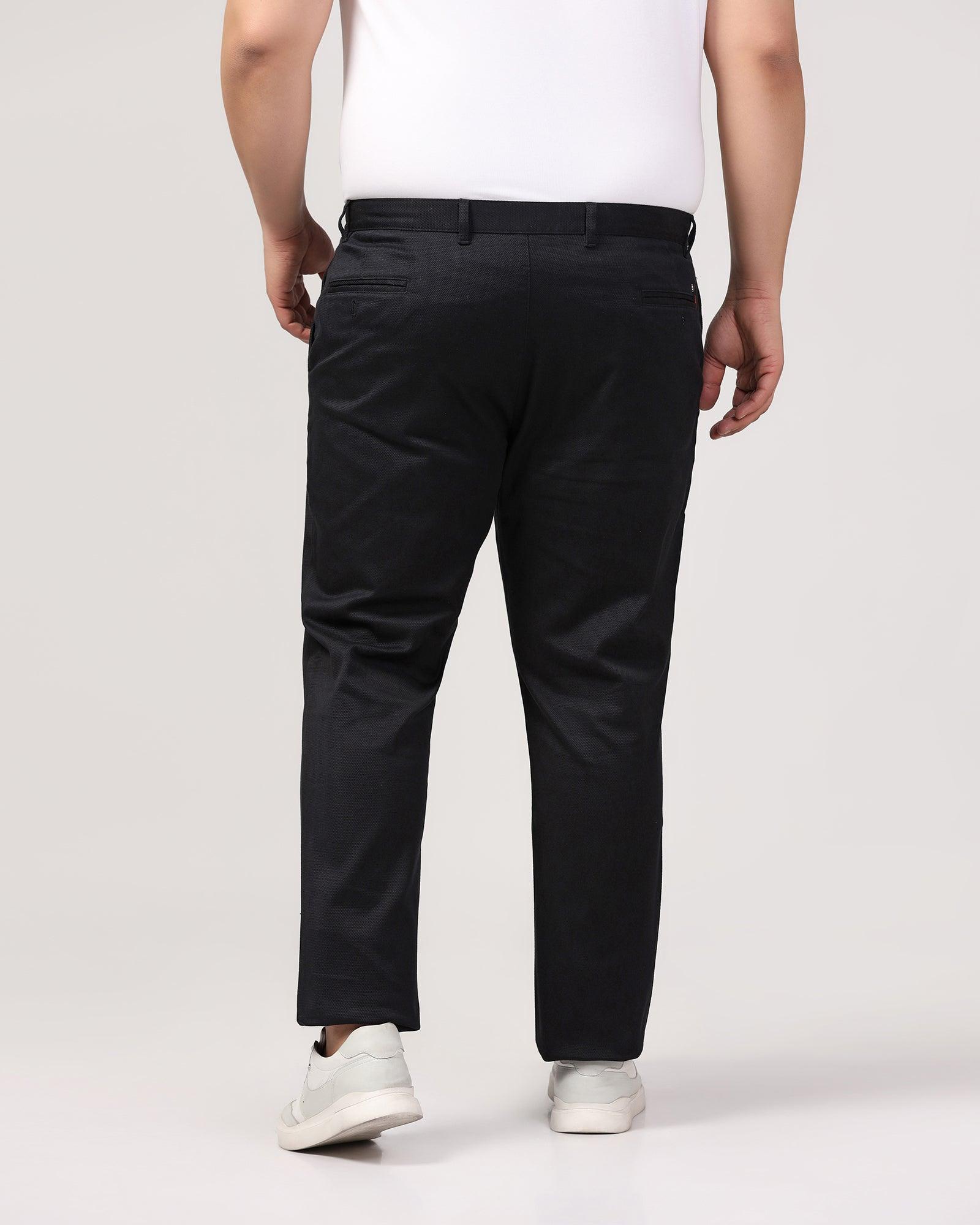 Must Haves Slim Comfort B-95 Casual Black Solid Khakis - Kimon - Blackberrys