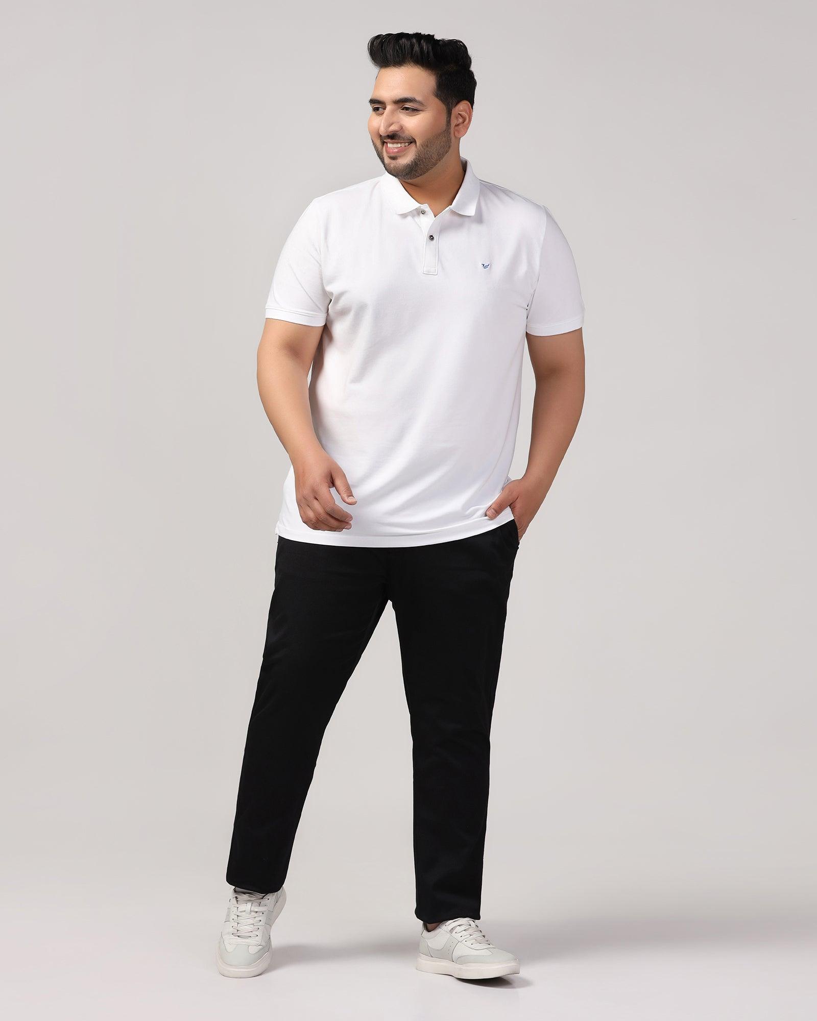 Must Haves Slim Comfort B-95 Casual Black Solid Khakis - Kimon - Blackberrys