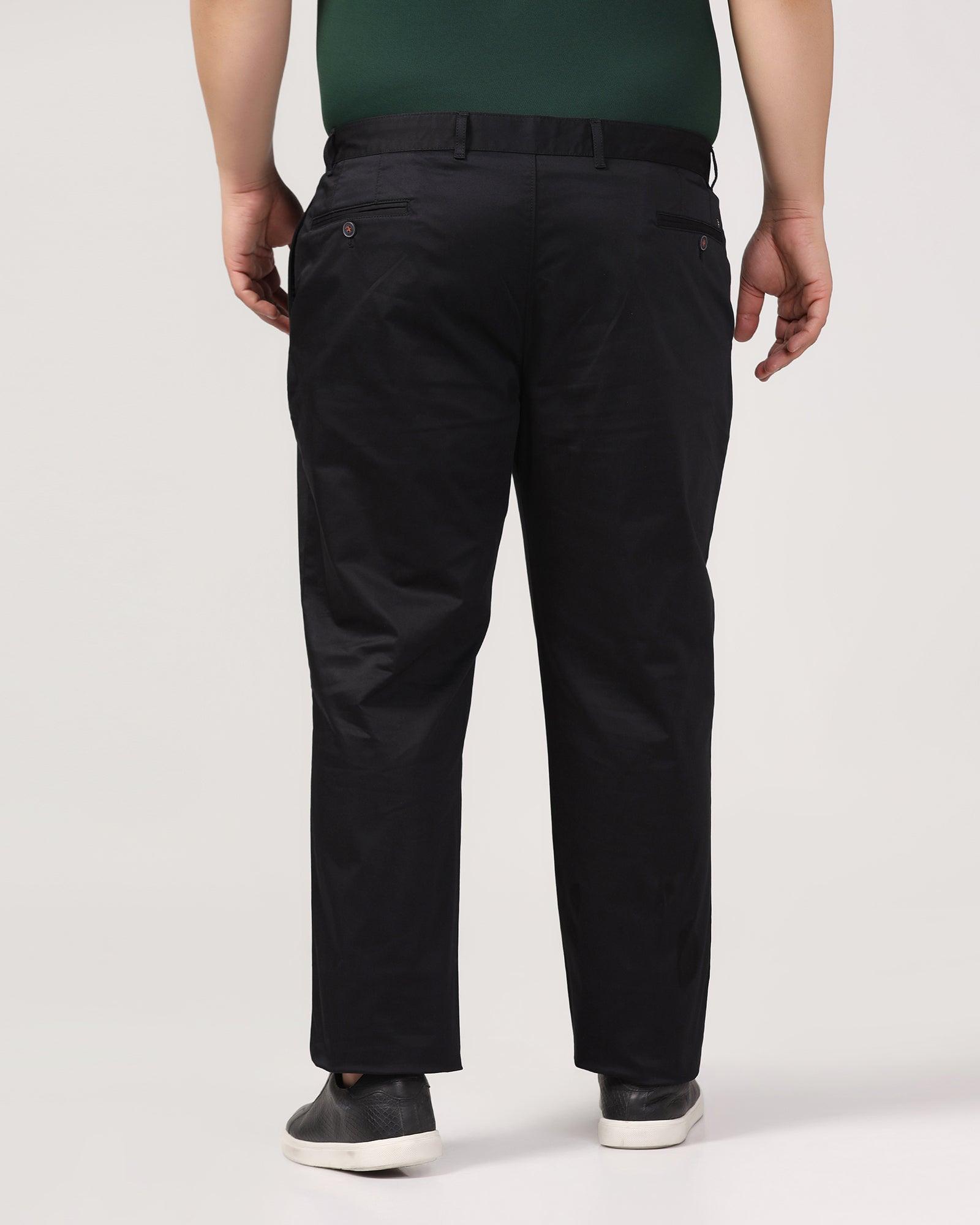 Must Haves Slim Comfort B-95 Casual Knight Black Solid Khakis - Kolt - Blackberrys