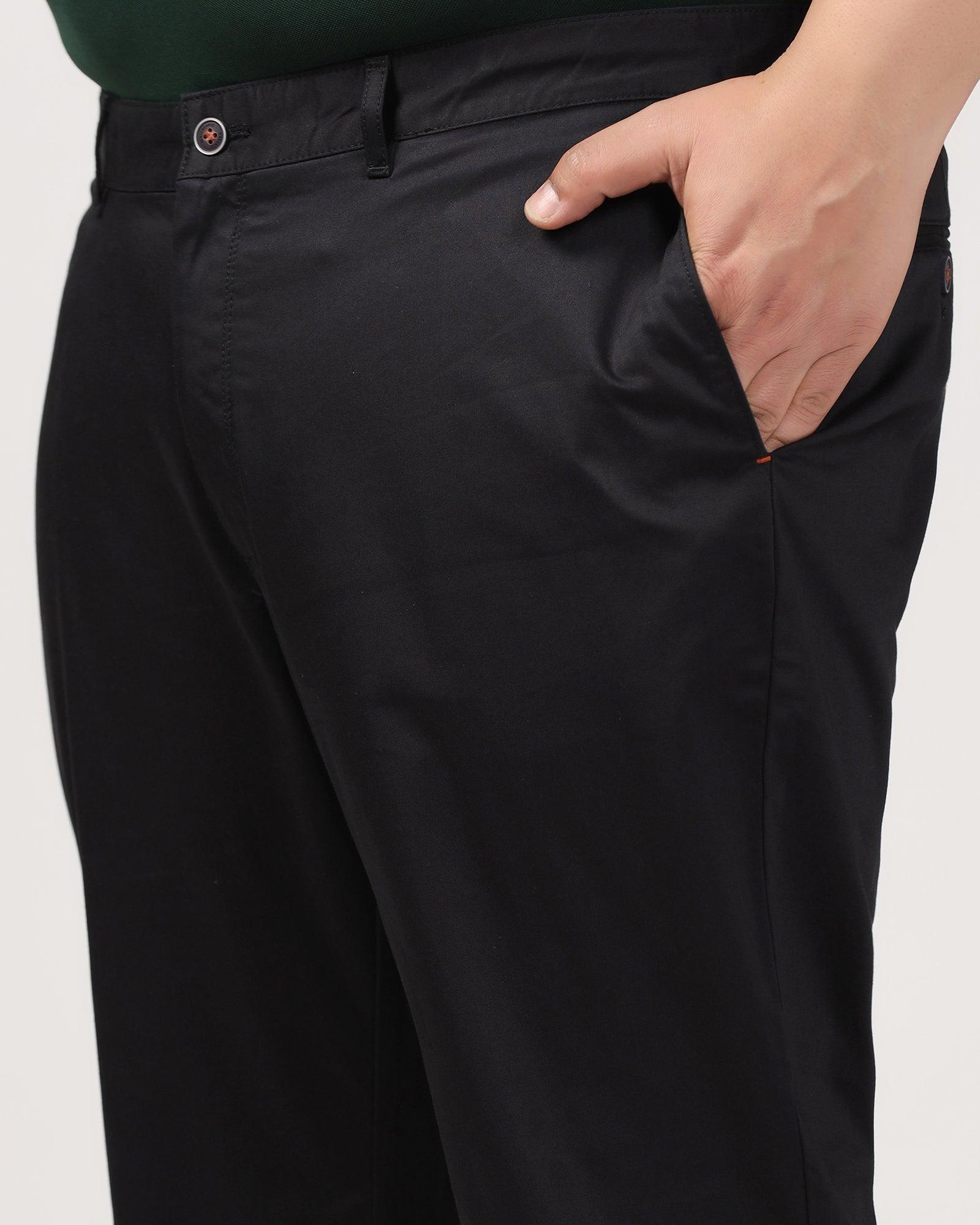 Must Haves Slim Comfort B-95 Casual Knight Black Solid Khakis - Kolt - Blackberrys