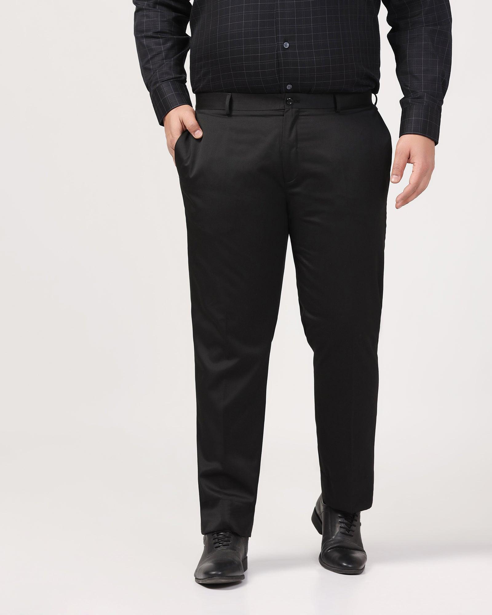 Must Haves Slim Comfort B-95 Formal Blackk Solid Trouser - Tisot - Blackberrys