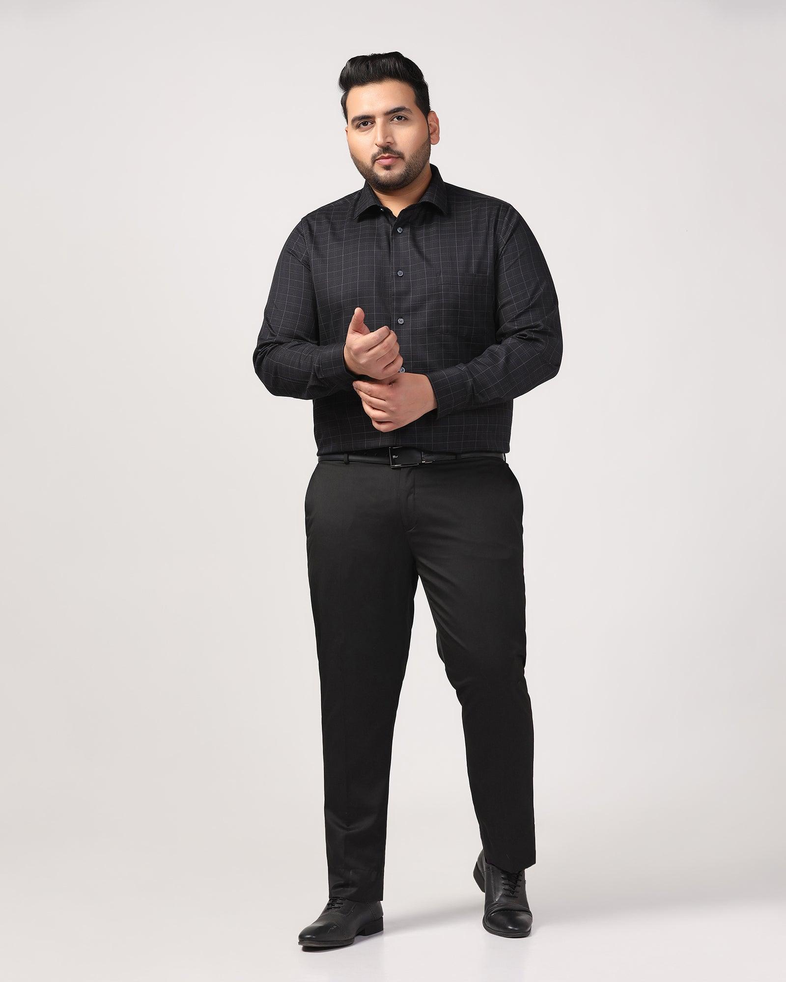 Must Haves Slim Comfort B-95 Formal Blackk Solid Trouser - Tisot - Blackberrys