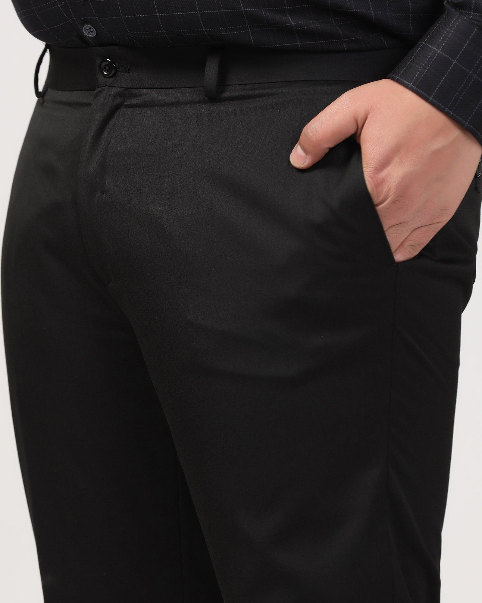 Must Haves Slim Comfort B-95 Formal Blackk Solid Trouser - Tisot - Blackberrys