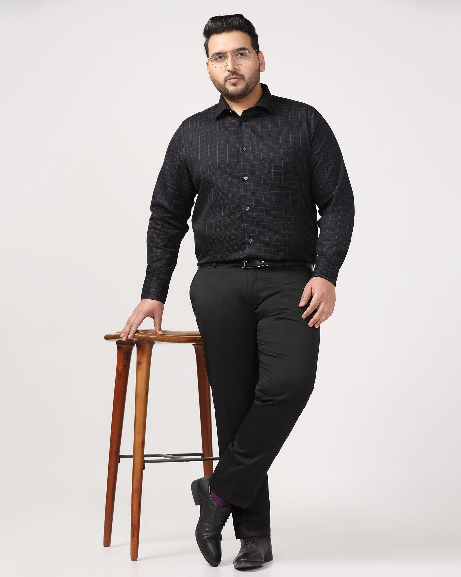 Must Haves Slim Comfort B-95 Formal Blackk Solid Trouser - Tisot - Blackberrys