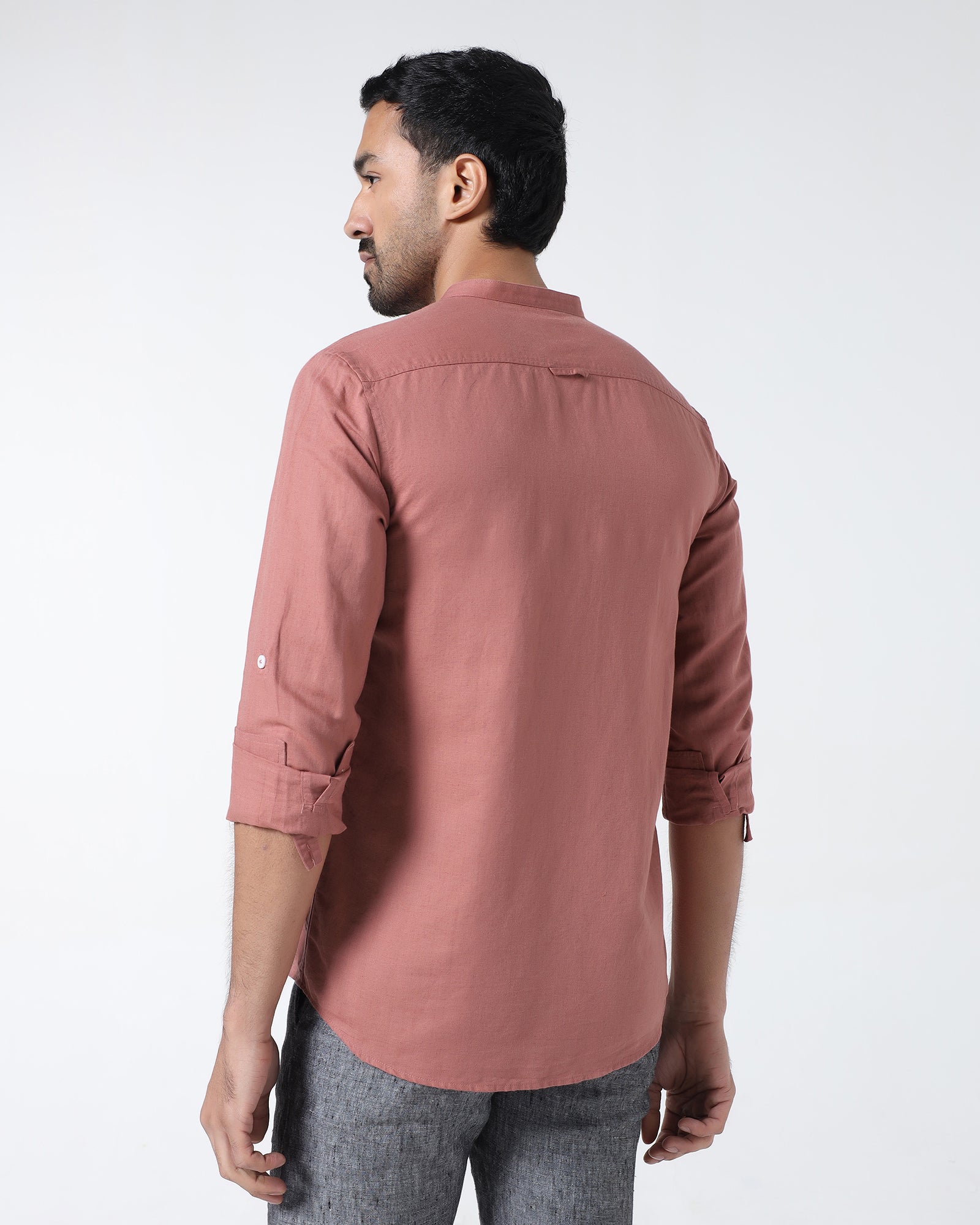 Peach Linen Solid Shirt - Cleo