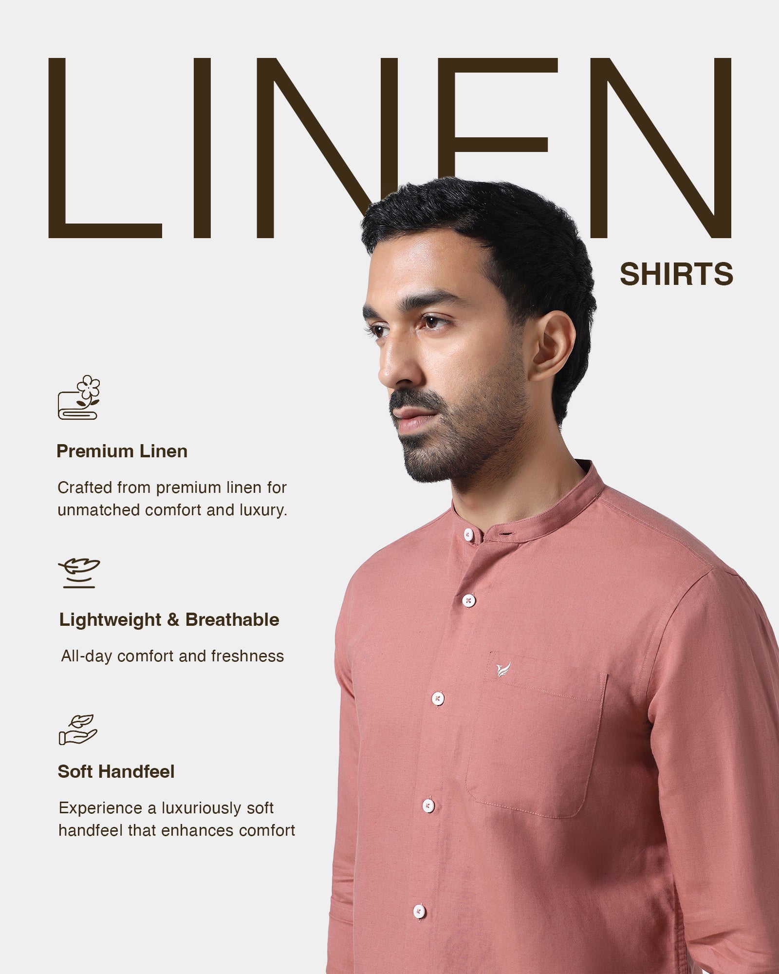 Peach Linen Solid Shirt - Cleo