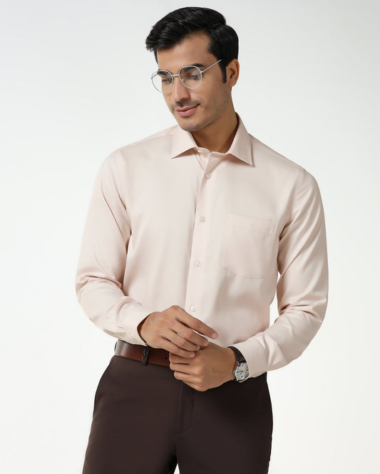 Peach Non Iron Textured Shirt - E31