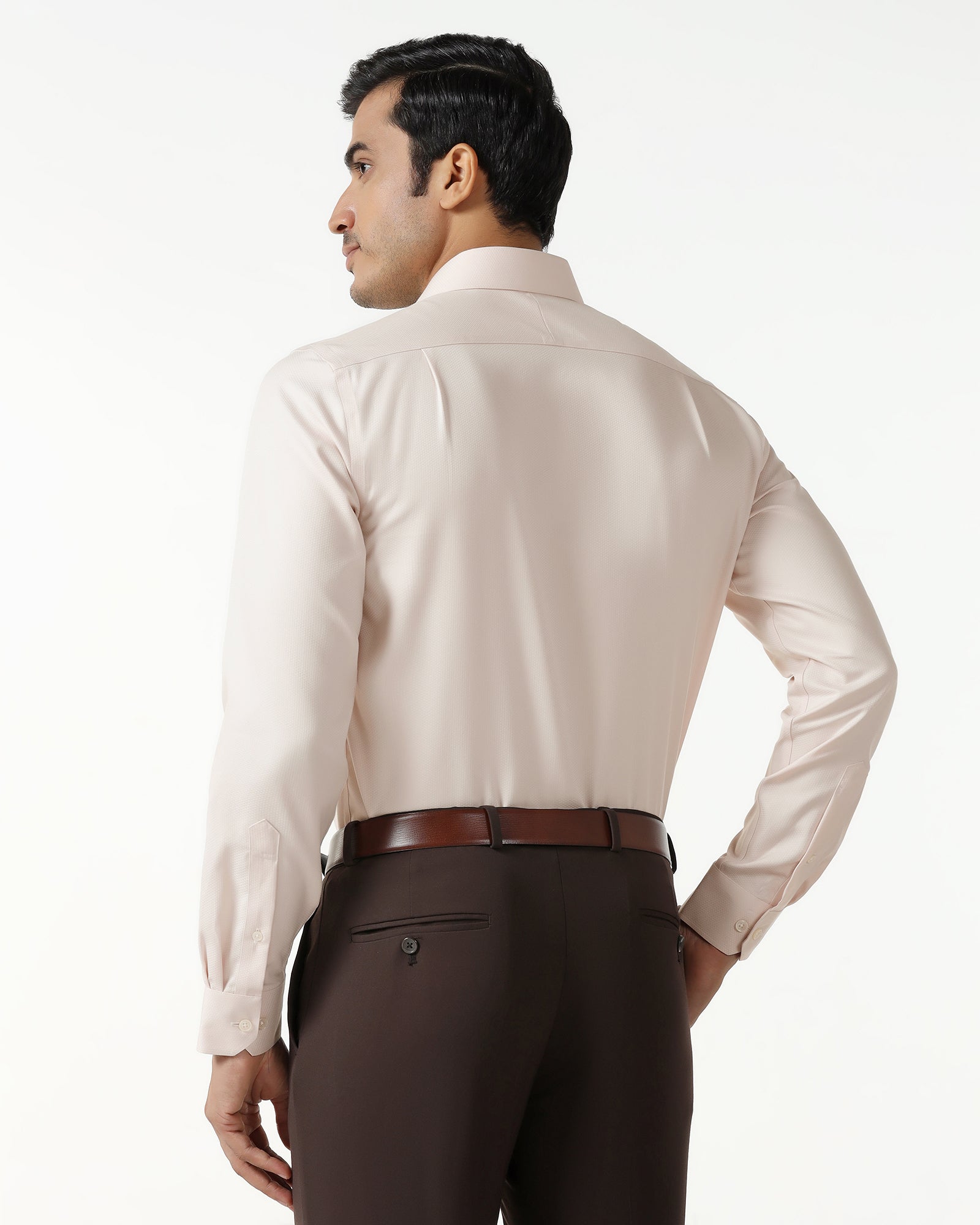 Peach Non Iron Textured Shirt - E31