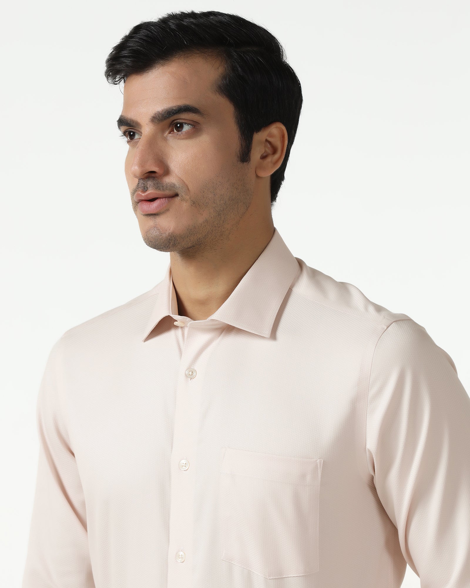 Peach Non Iron Textured Shirt - E31