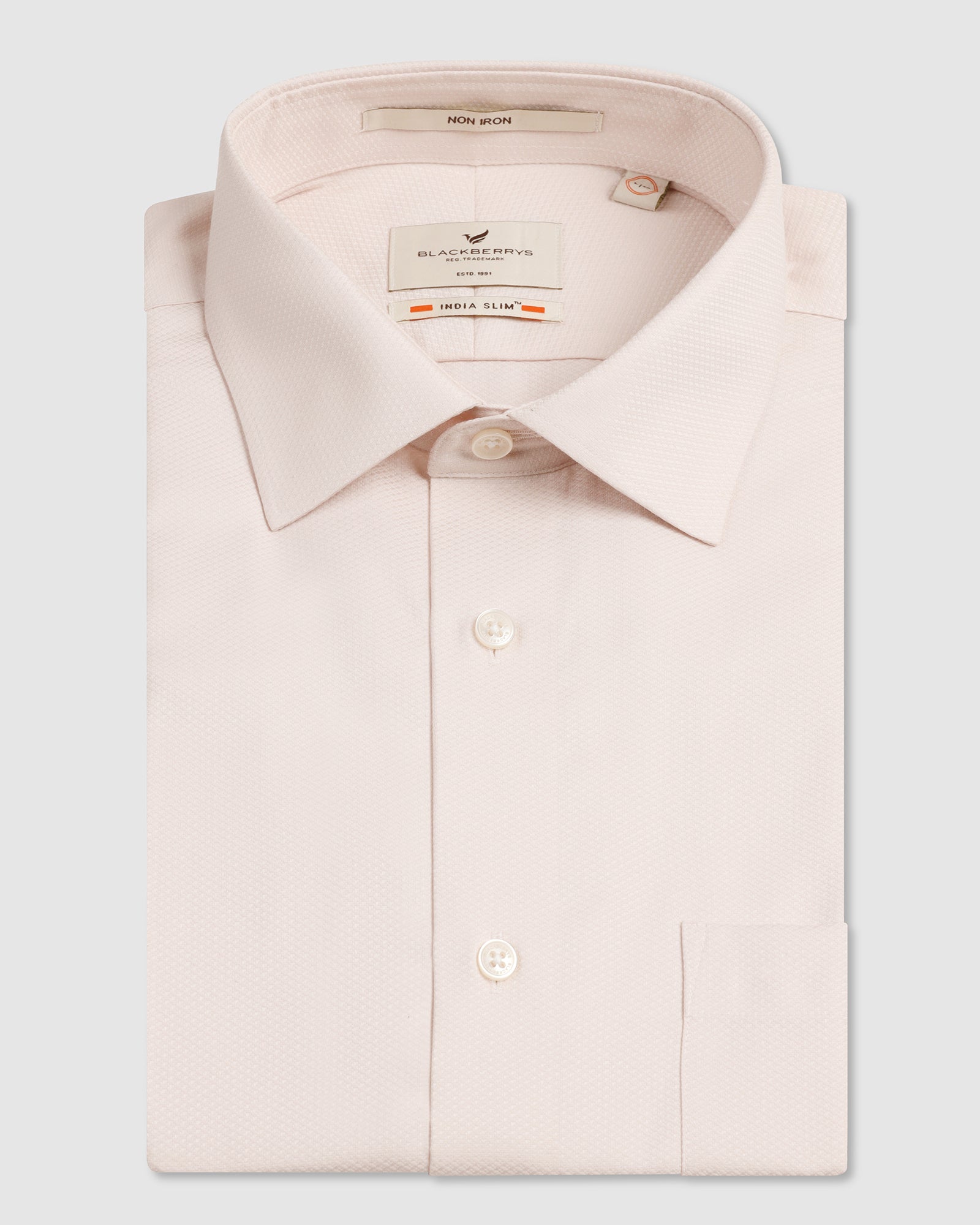 Peach Non Iron Textured Shirt - E31