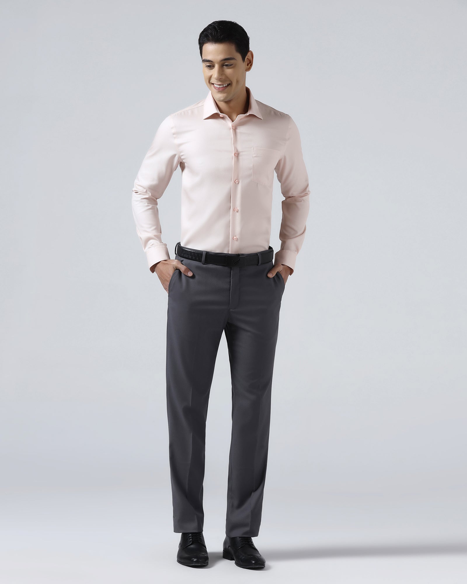 Peach Non Iron Textured Shirt - P31