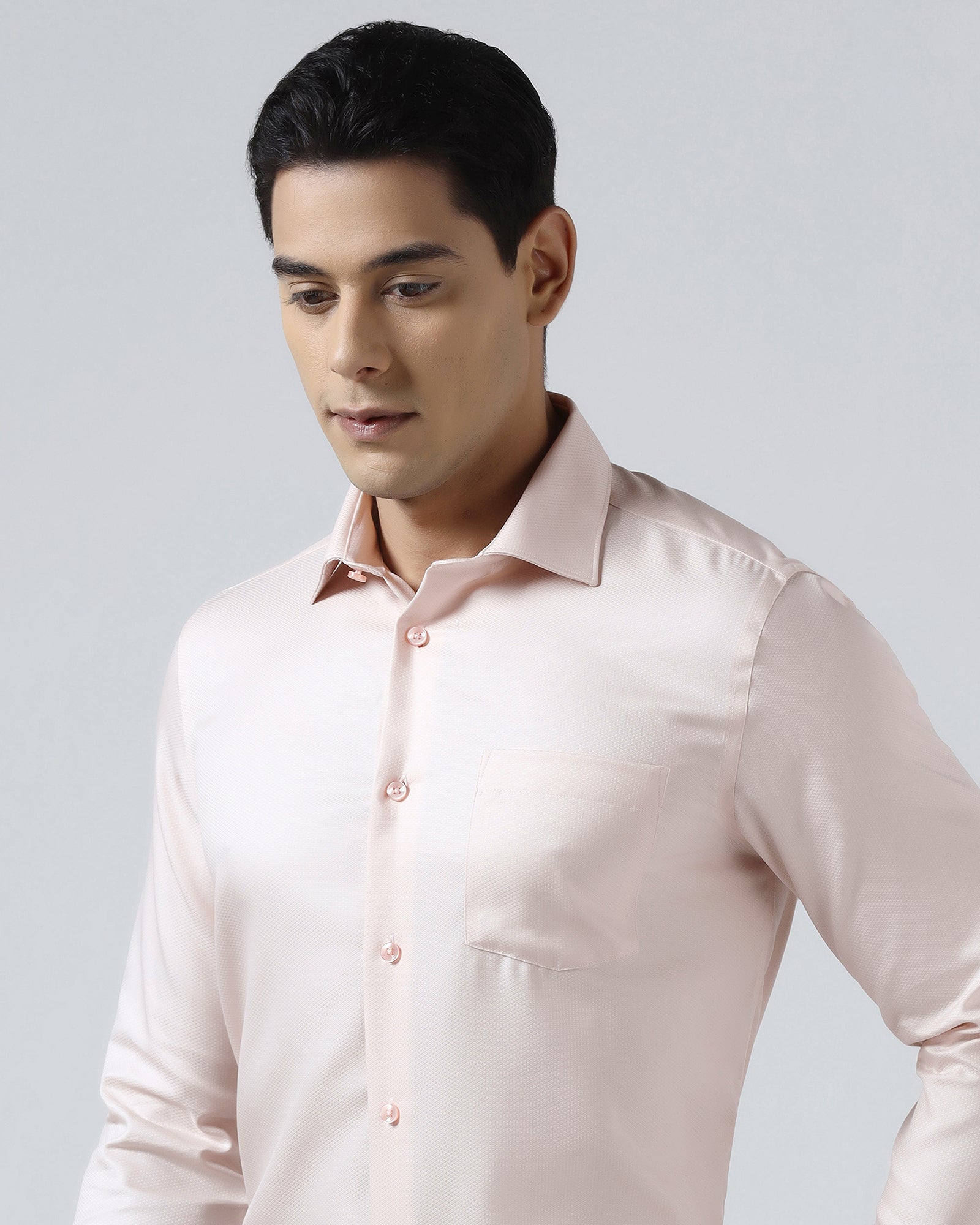Peach Non Iron Textured Shirt - P31