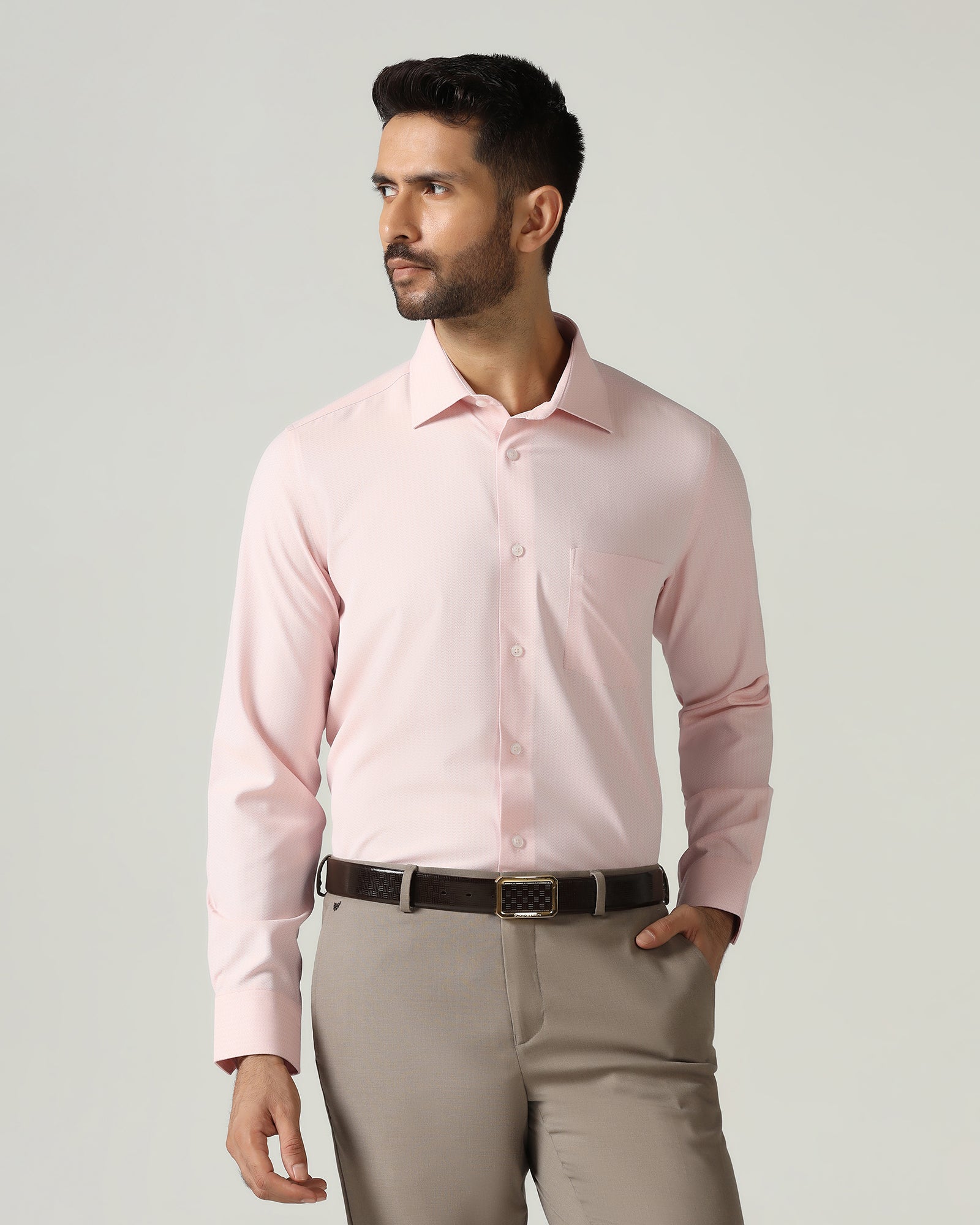 Peach Non Iron Textured Shirt - Racob