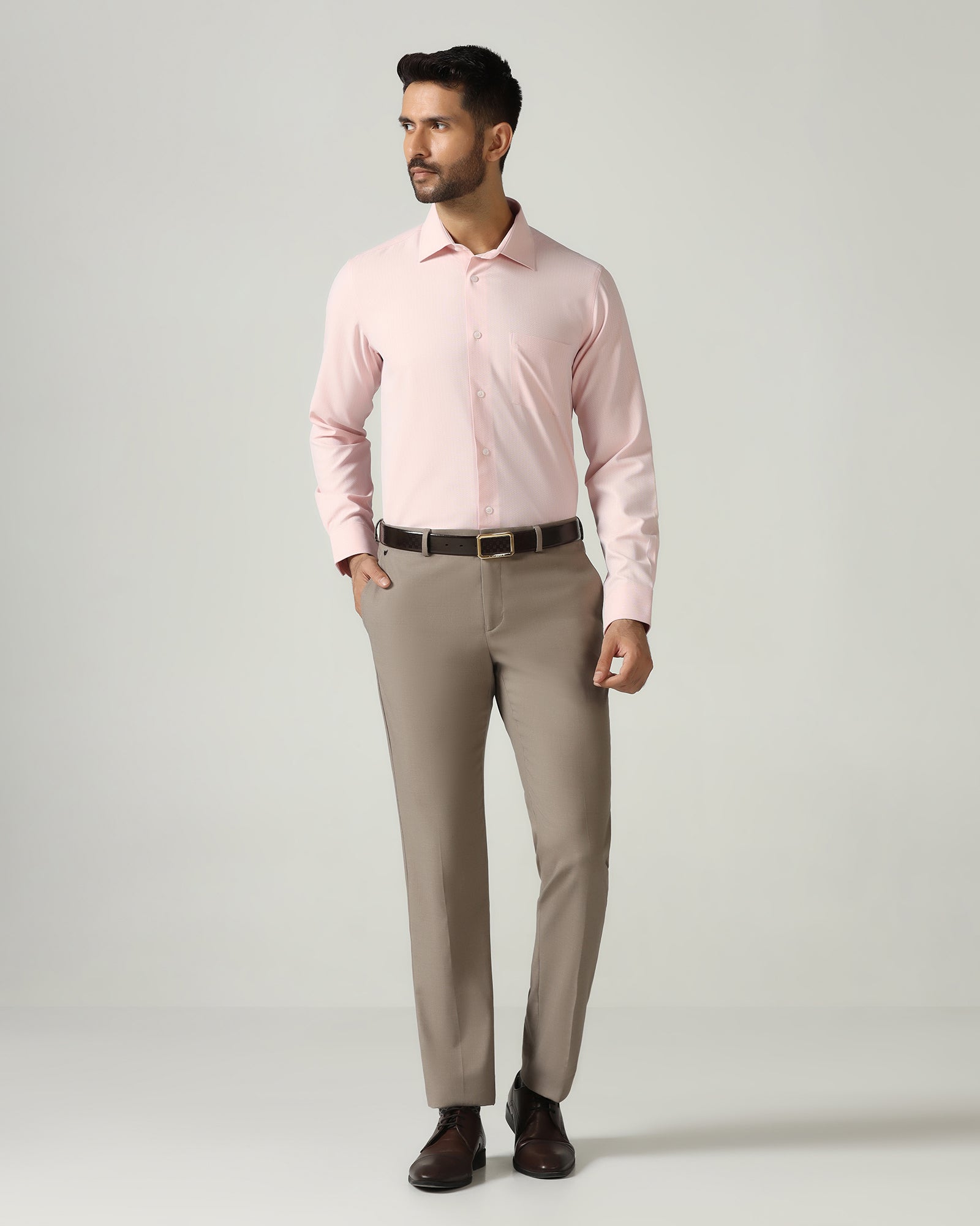 Peach Non Iron Textured Shirt - Racob