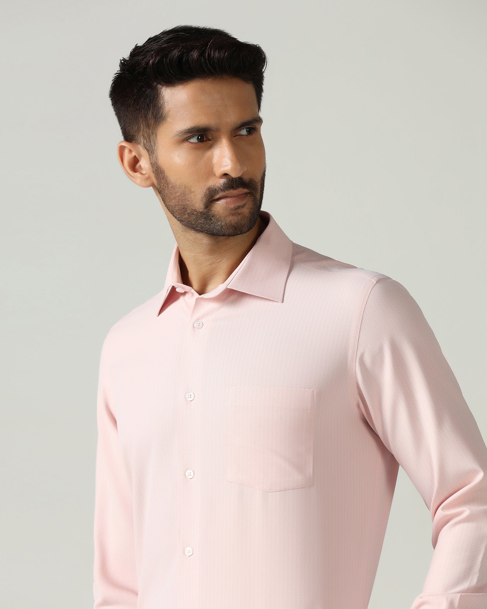 Peach Non Iron Textured Shirt - Racob