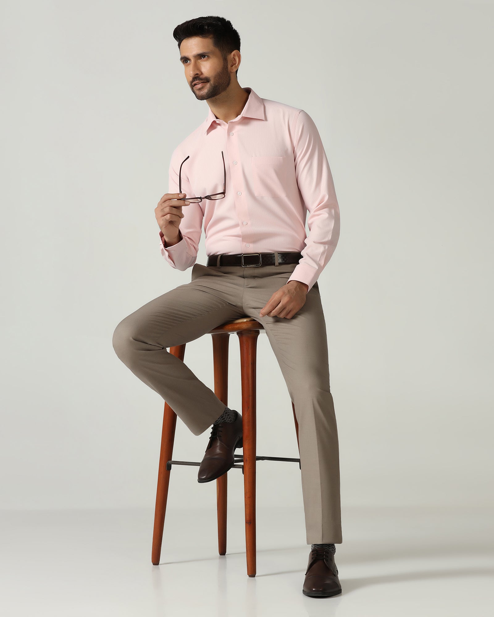 Peach Non Iron Textured Shirt - Racob