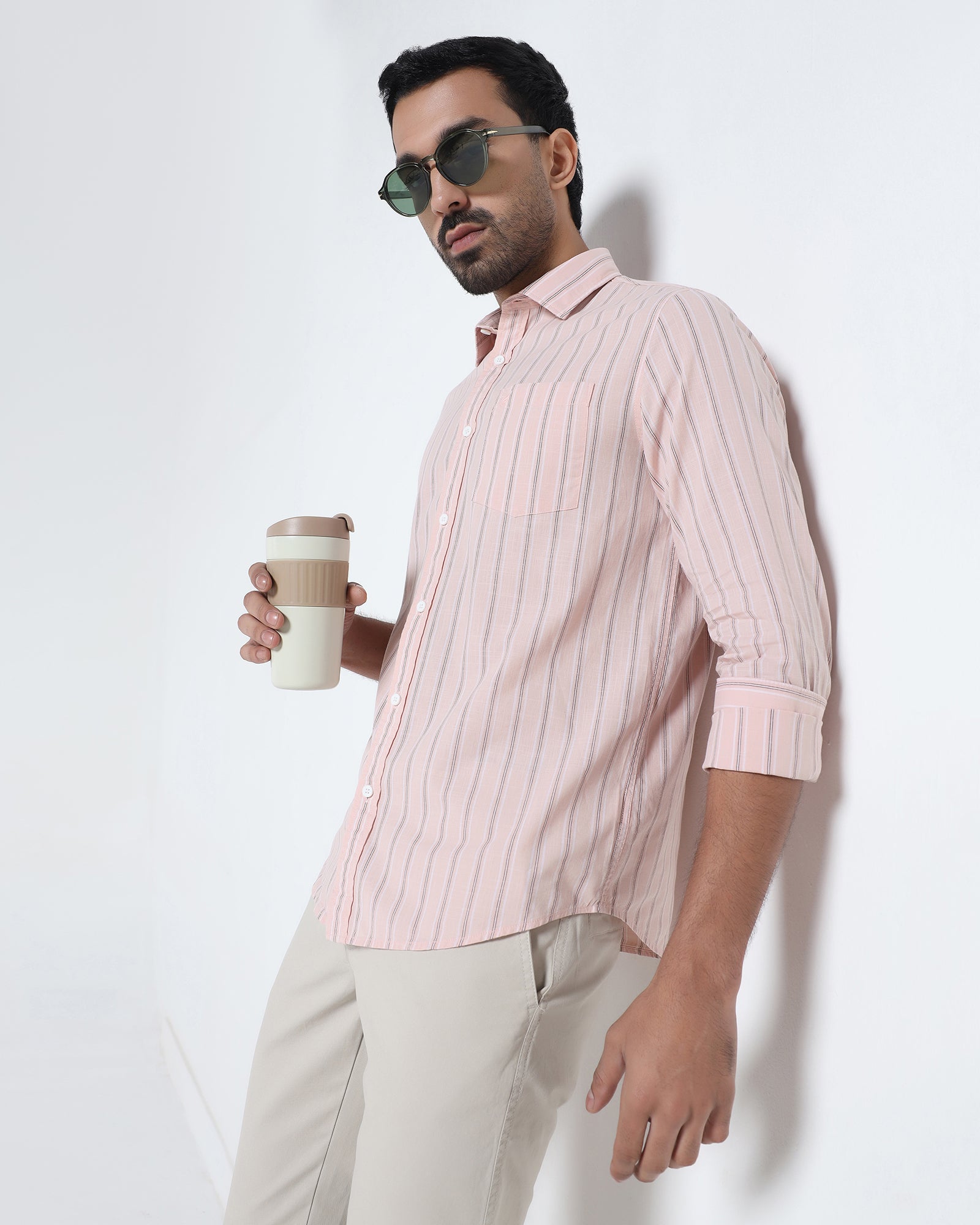 Peach Stripe Shirt - Lekor