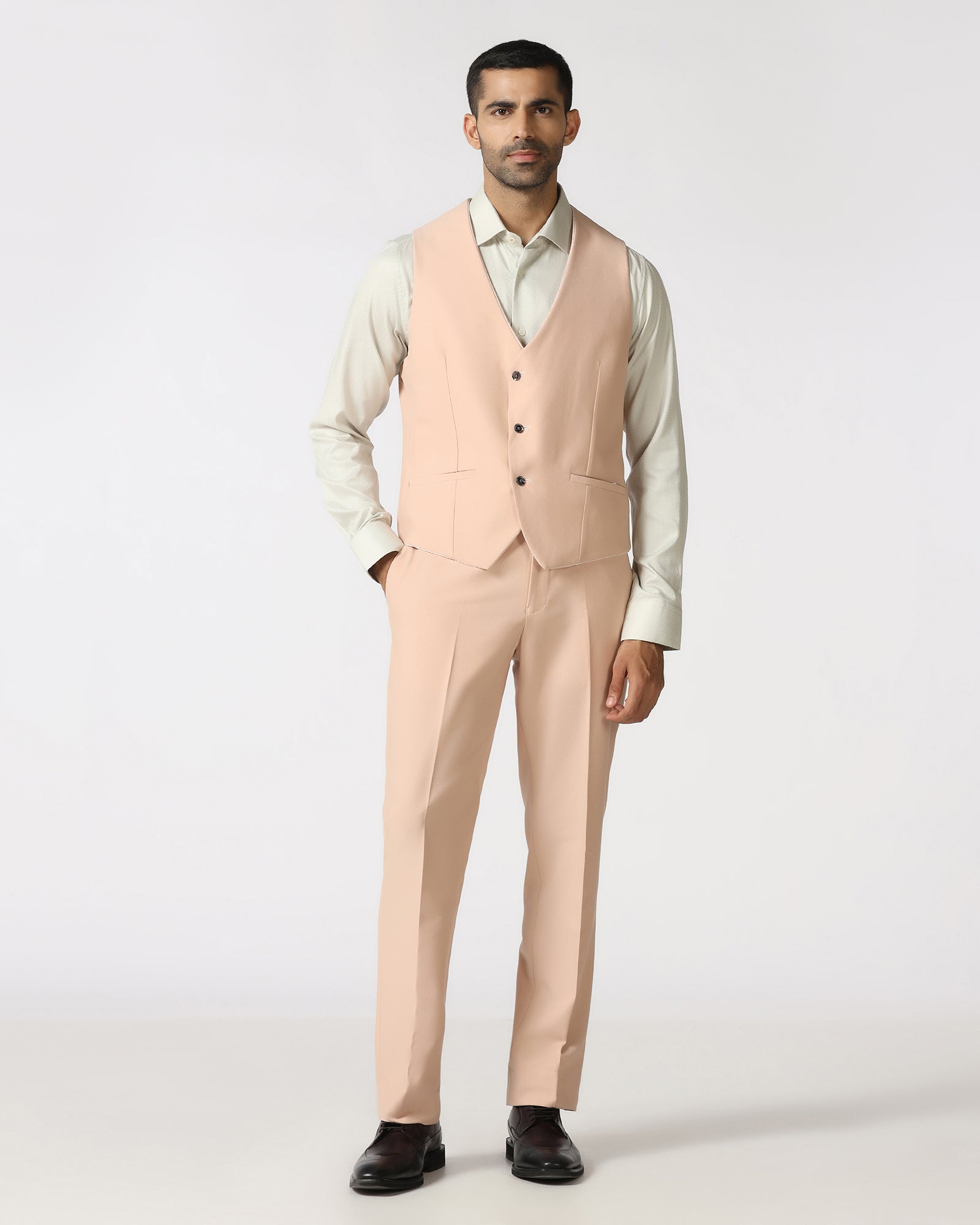 Peach Three Piece Textured Suit - Heddle