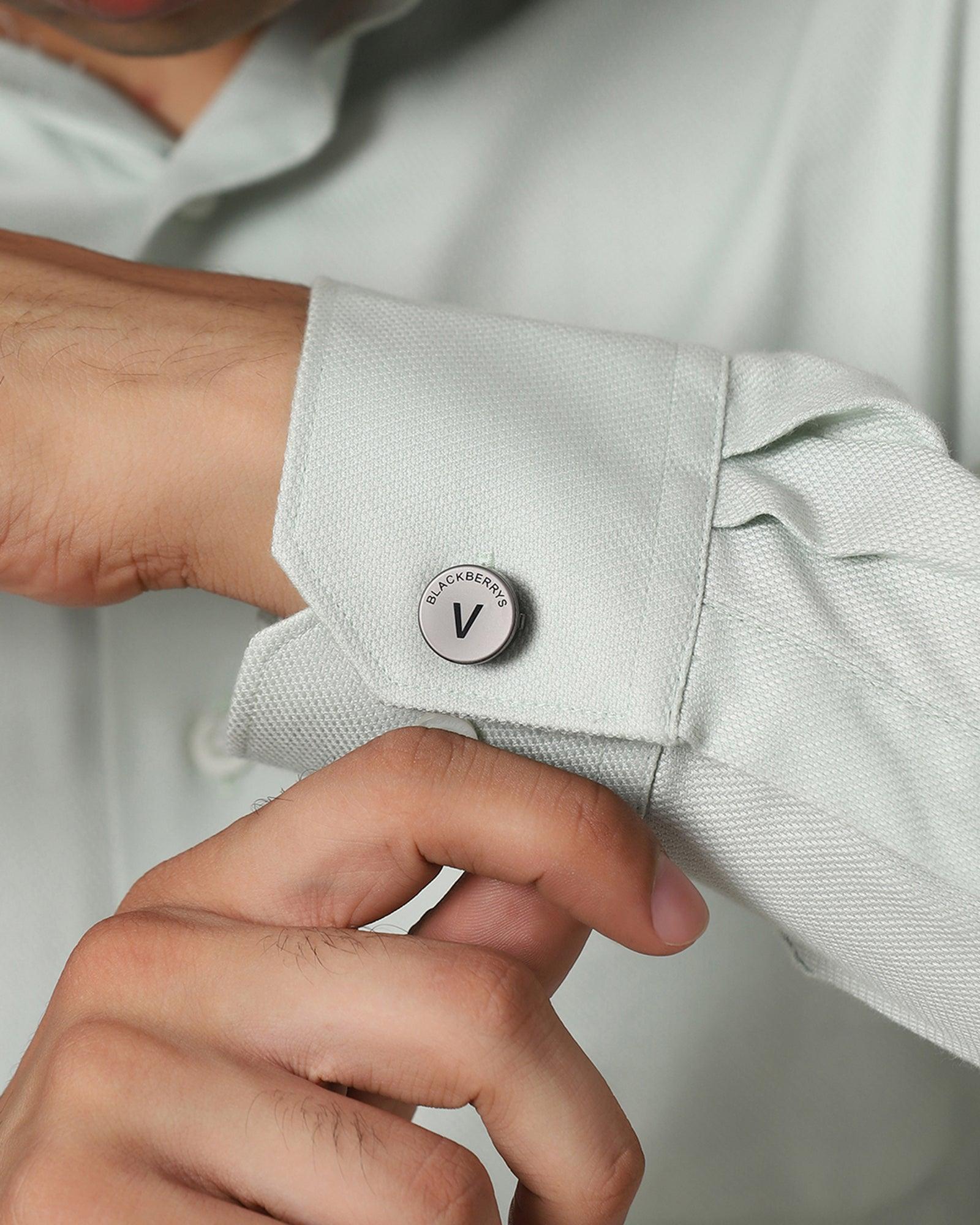 Personalised Shirt Button Cover With Alphabetic Initial-V - Blackberrys