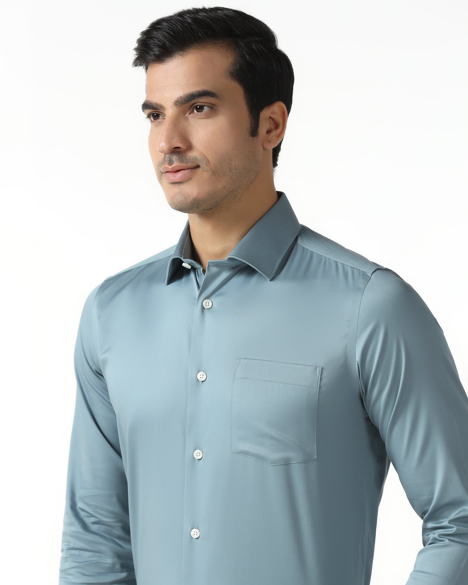 Petrol Blue Non Iron Solid Shirt - Sylvia