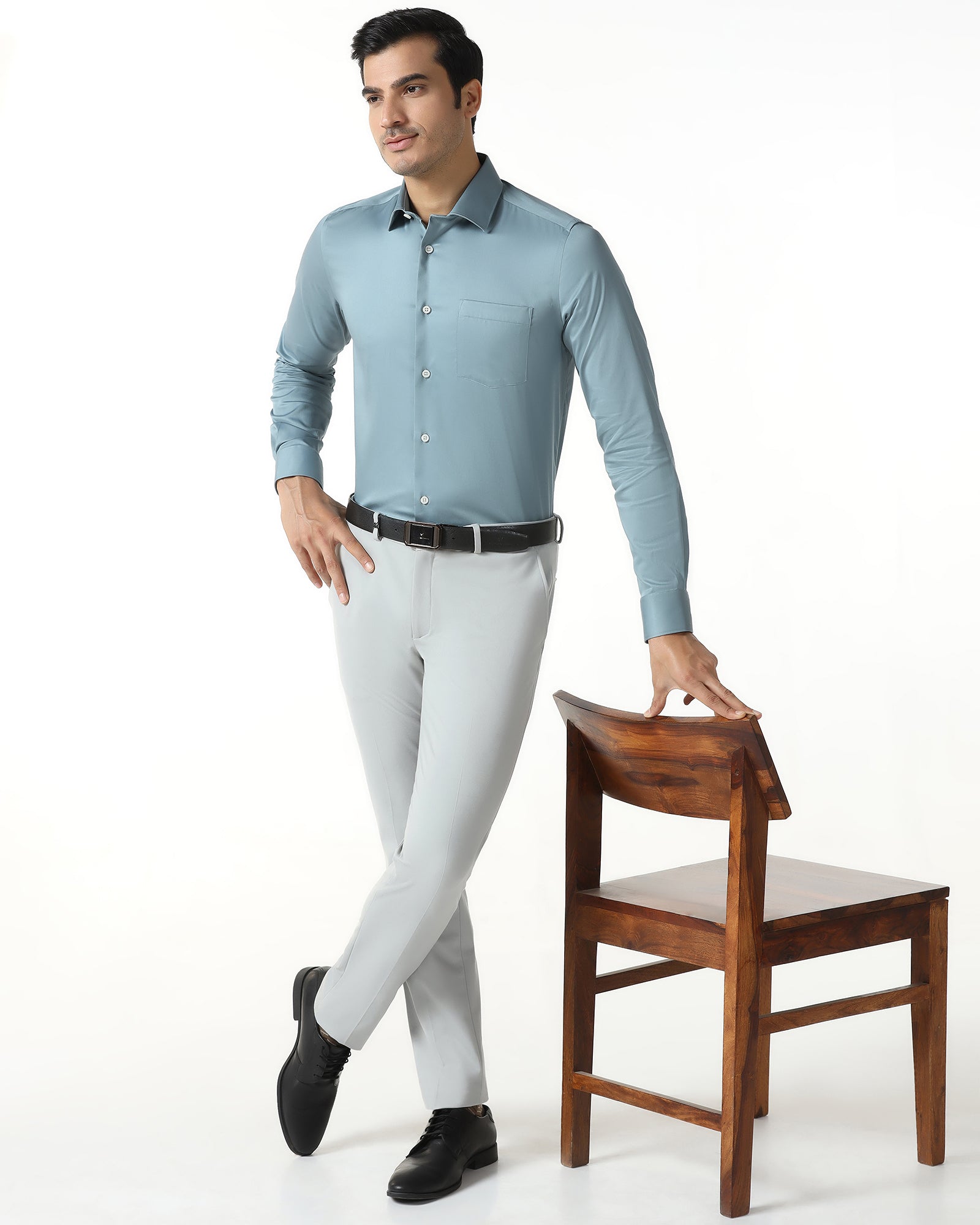 Petrol Blue Non Iron Solid Shirt - Sylvia