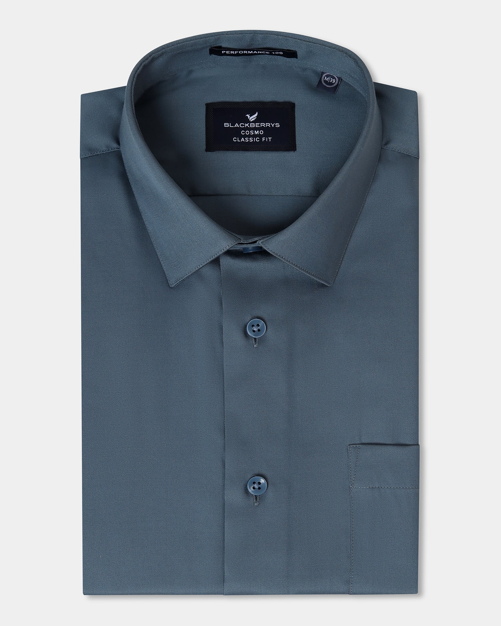 Petrol Blue Unwrinkle Solid Shirt - Sylvia