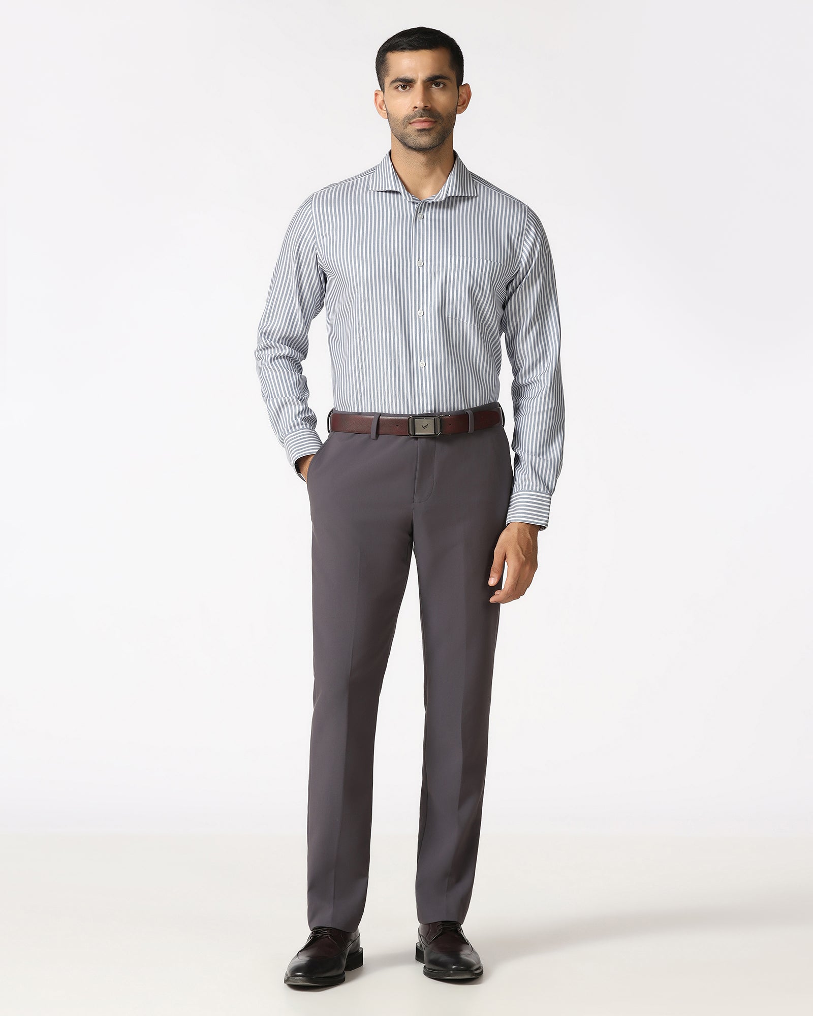 Petrol Blue Non Iron Stripe Shirt - Radius