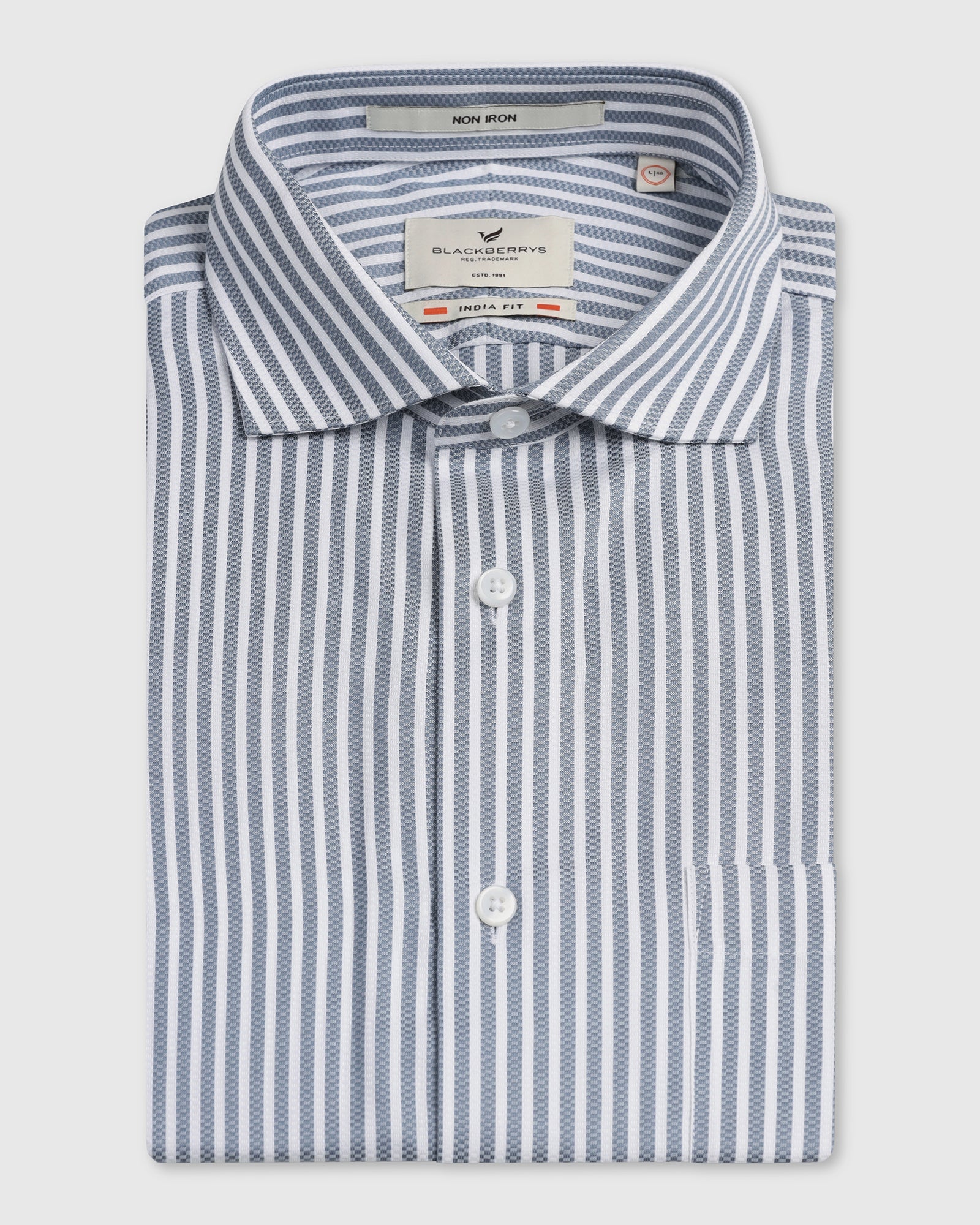 Petrol Blue Non Iron Stripe Shirt - Radius