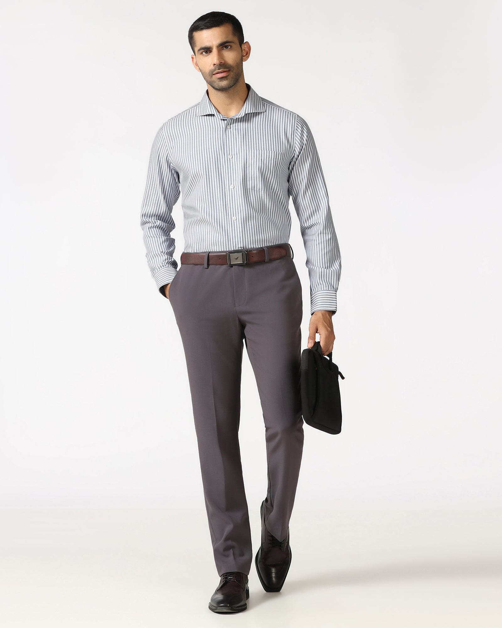 Petrol Blue Non Iron Stripe Shirt - Radius