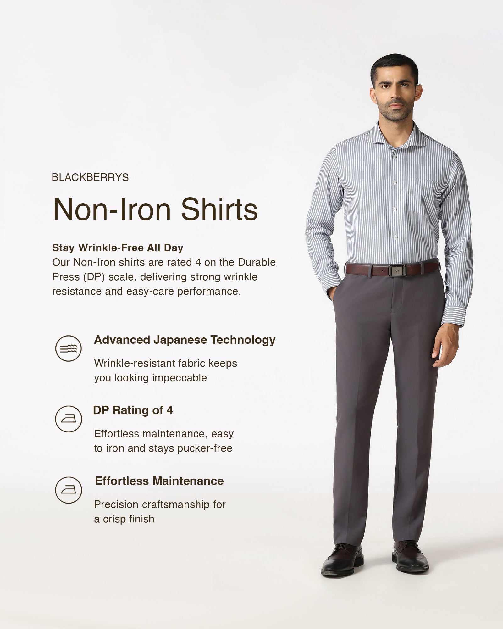 Petrol Blue Non Iron Stripe Shirt - Radius