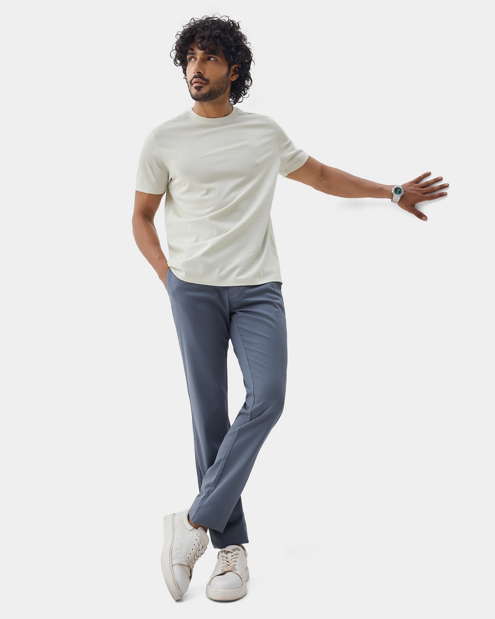 Petrol Blue Solid Khakis - Sinai