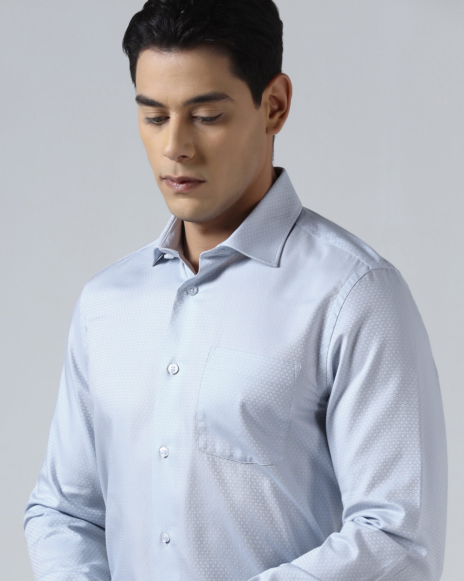 Petrol Blue Textured Shirt - Tray